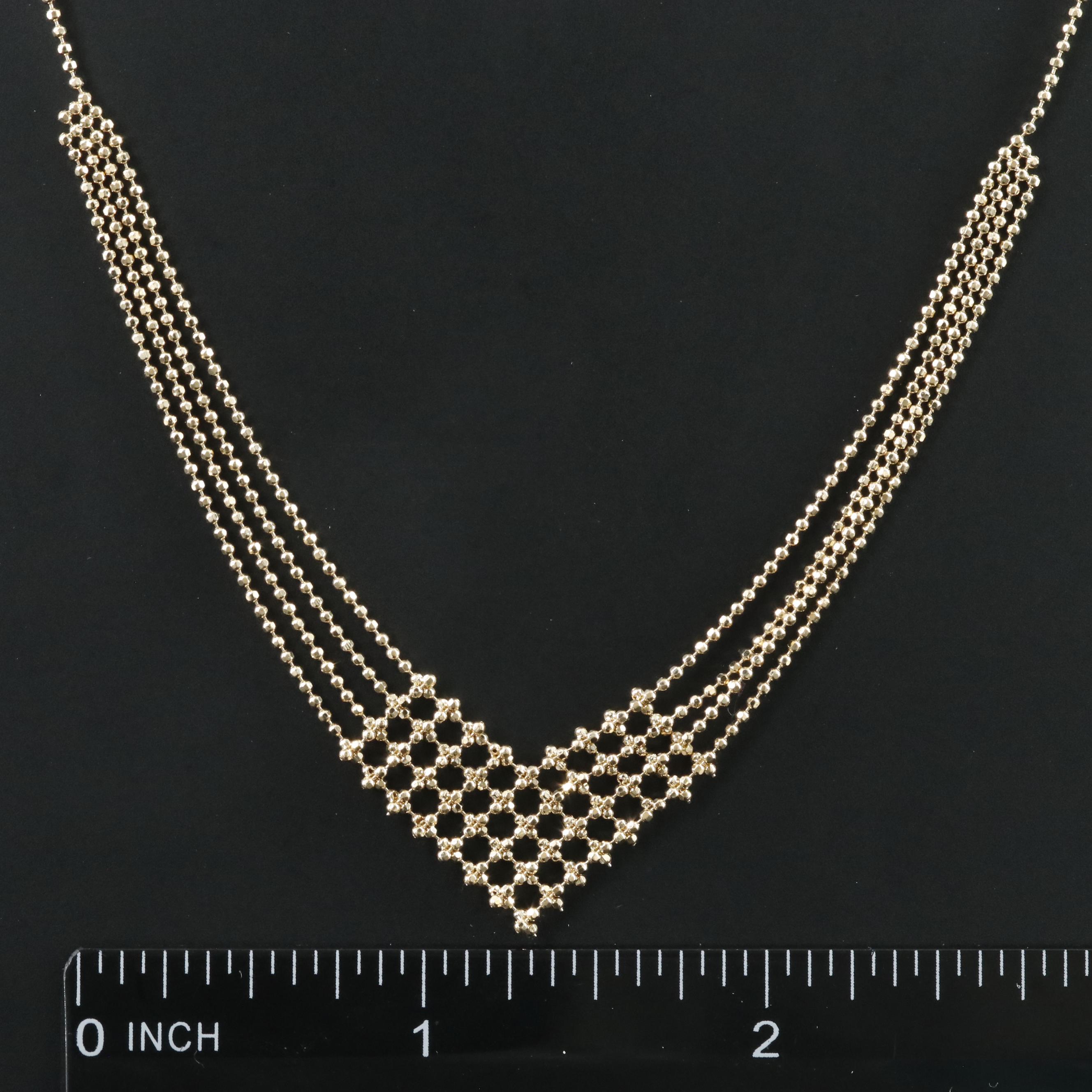 10K Bead Chain Chevron Necklace