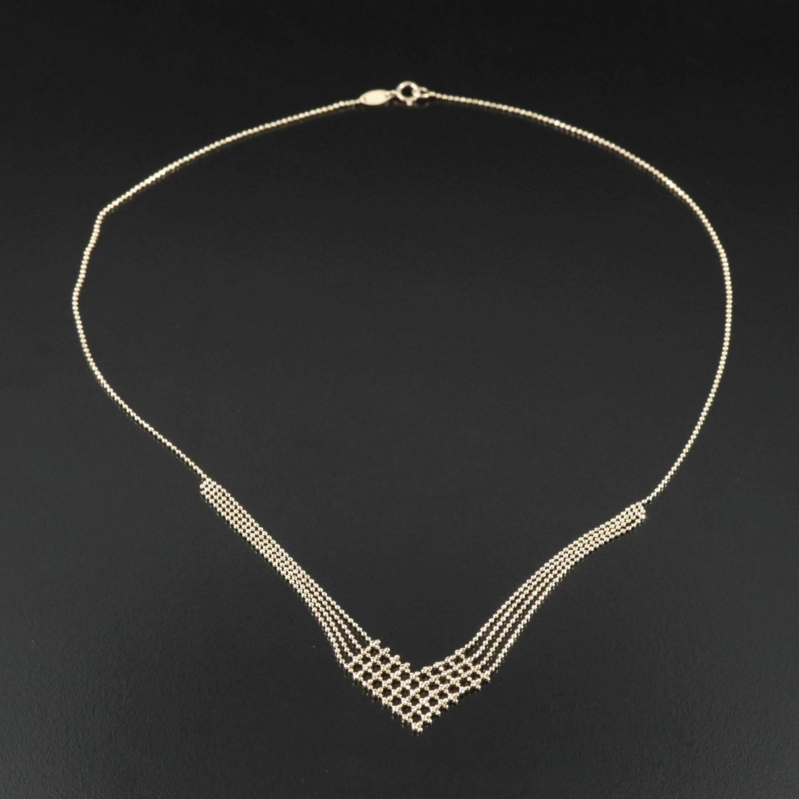 10K Bead Chain Chevron Necklace
