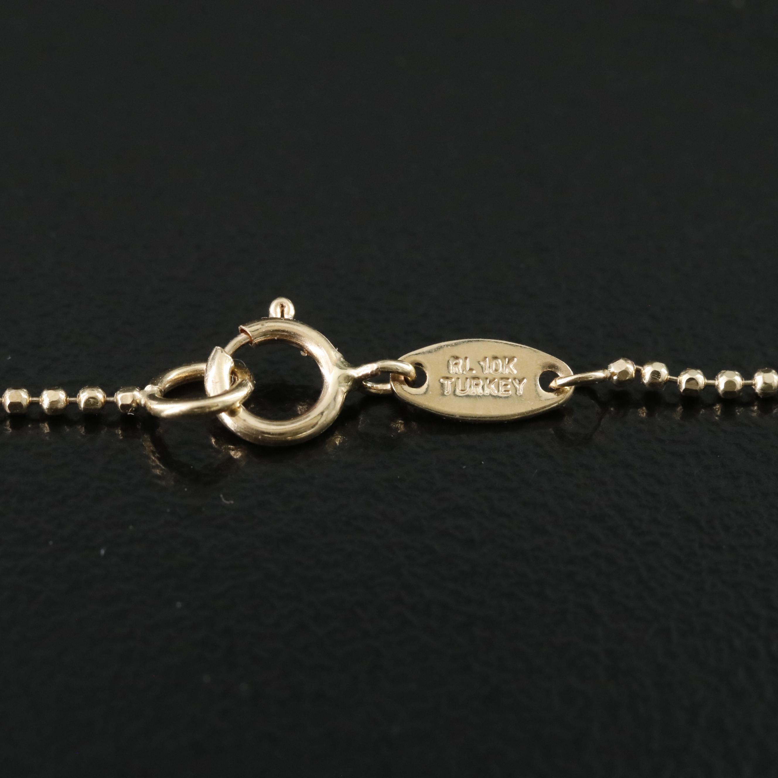 10K Bead Chain Chevron Necklace