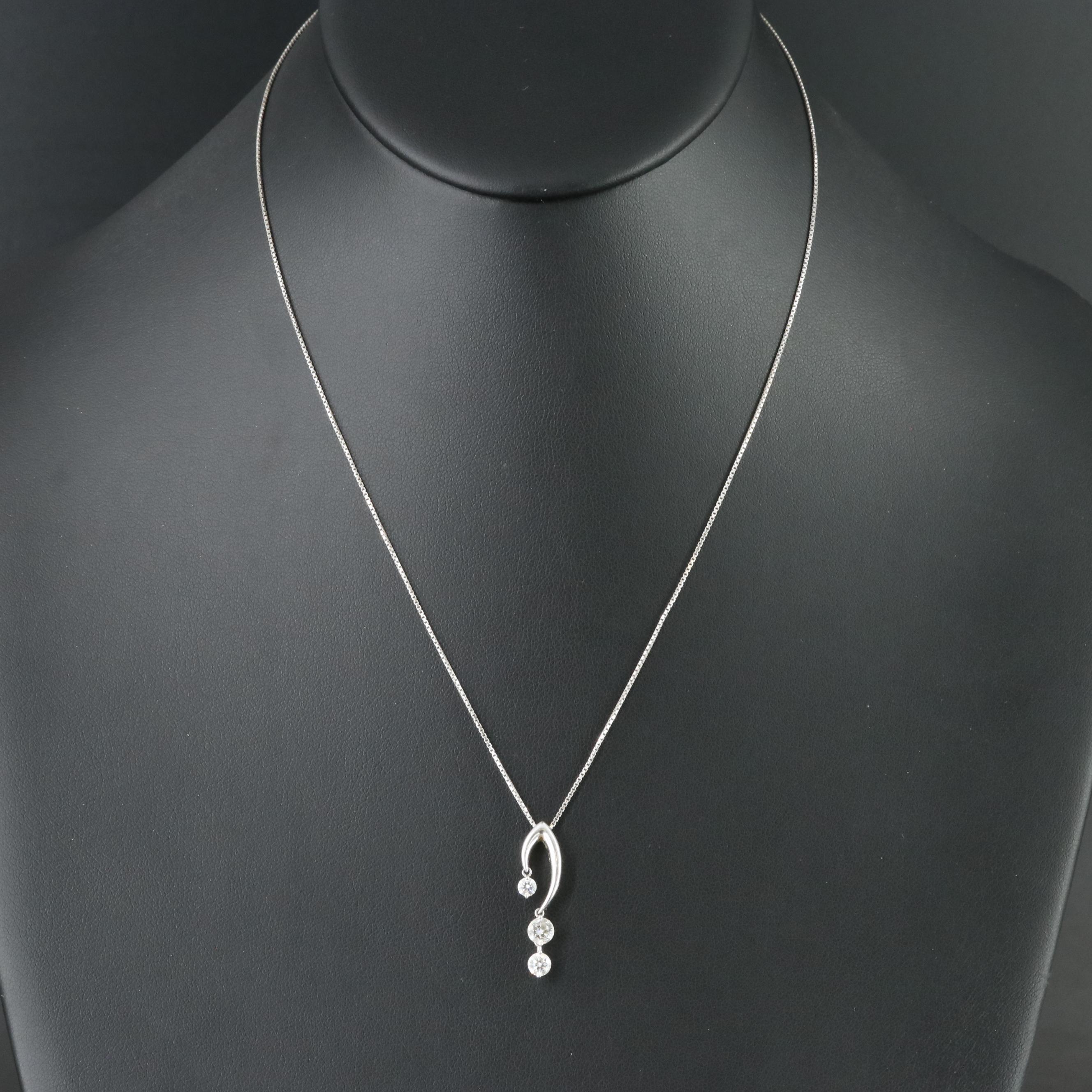 Platinum 0.60 CTW Diamond Pendant on Adjustable Box Chain Necklace