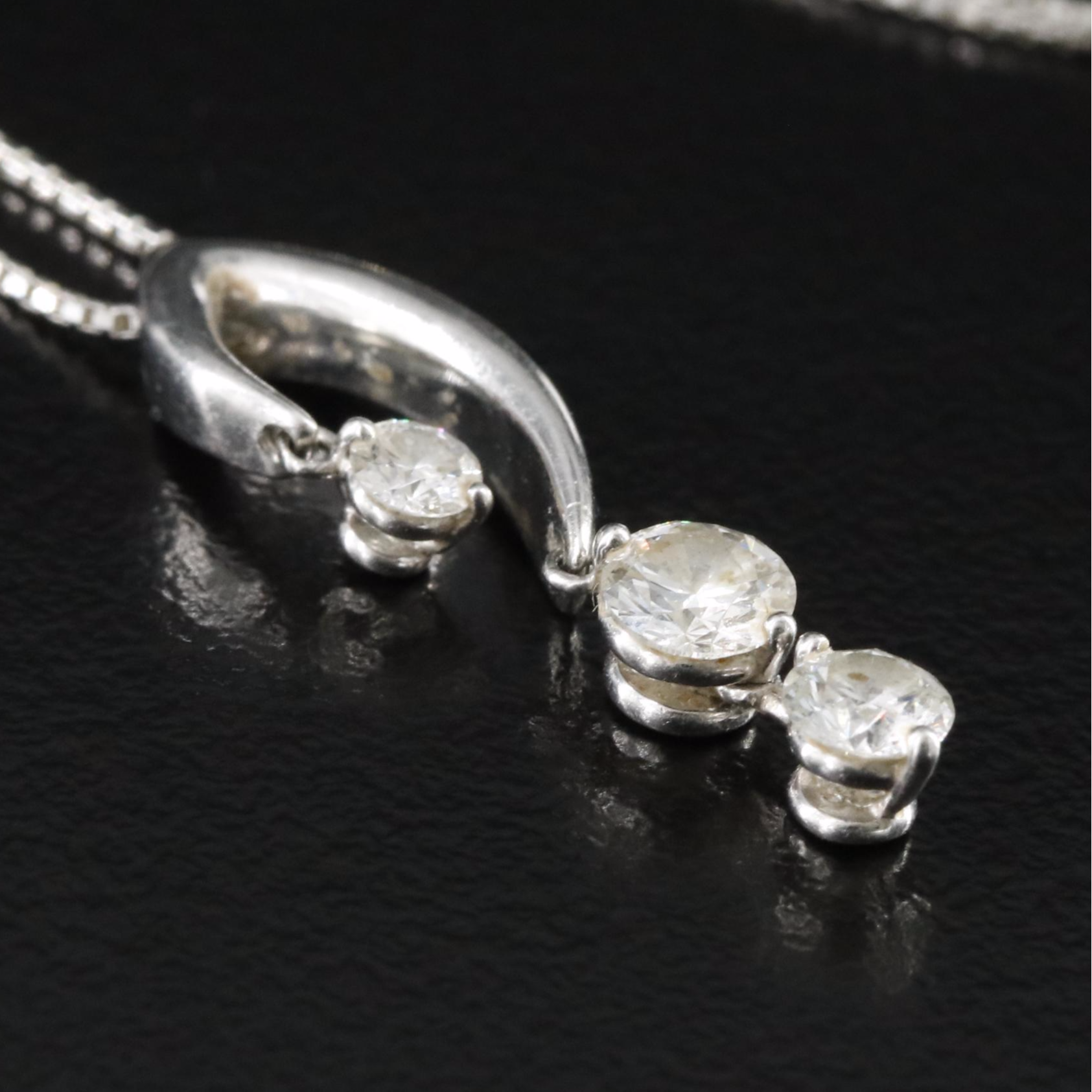 Platinum 0.60 CTW Diamond Pendant on Adjustable Box Chain Necklace