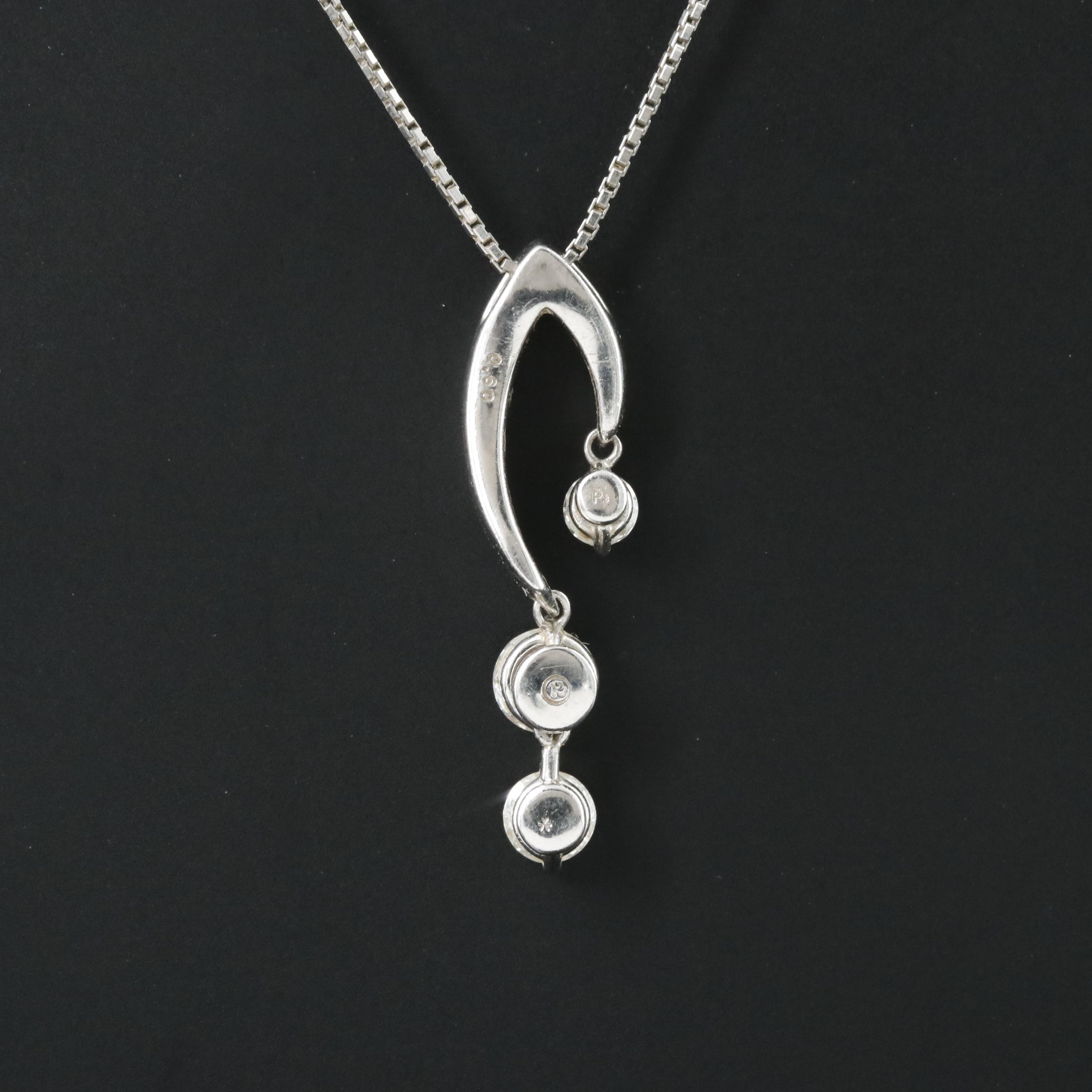 Platinum 0.60 CTW Diamond Pendant on Adjustable Box Chain Necklace