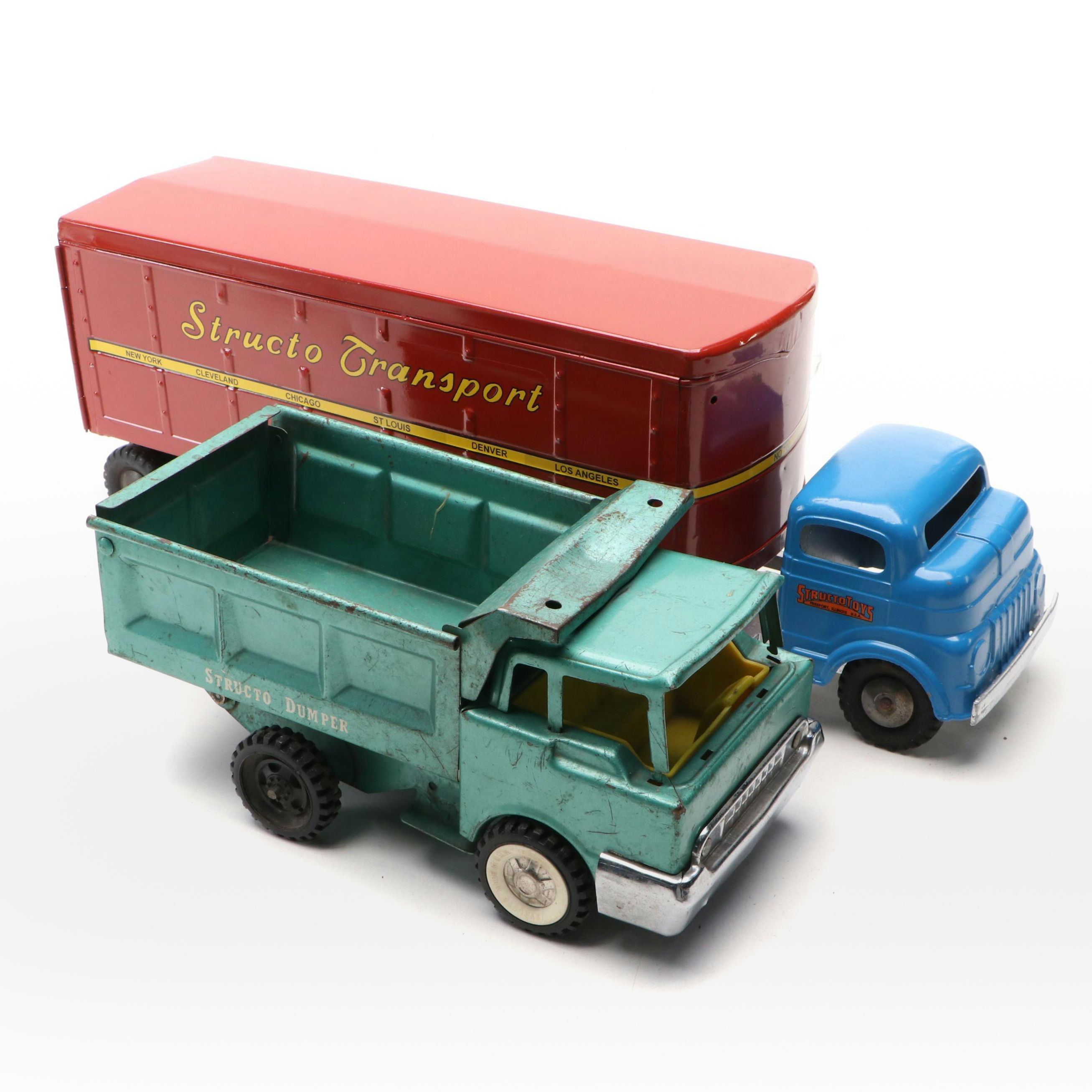 StructoToys Pressed Steel Toy Trucks, Mid-20th Century