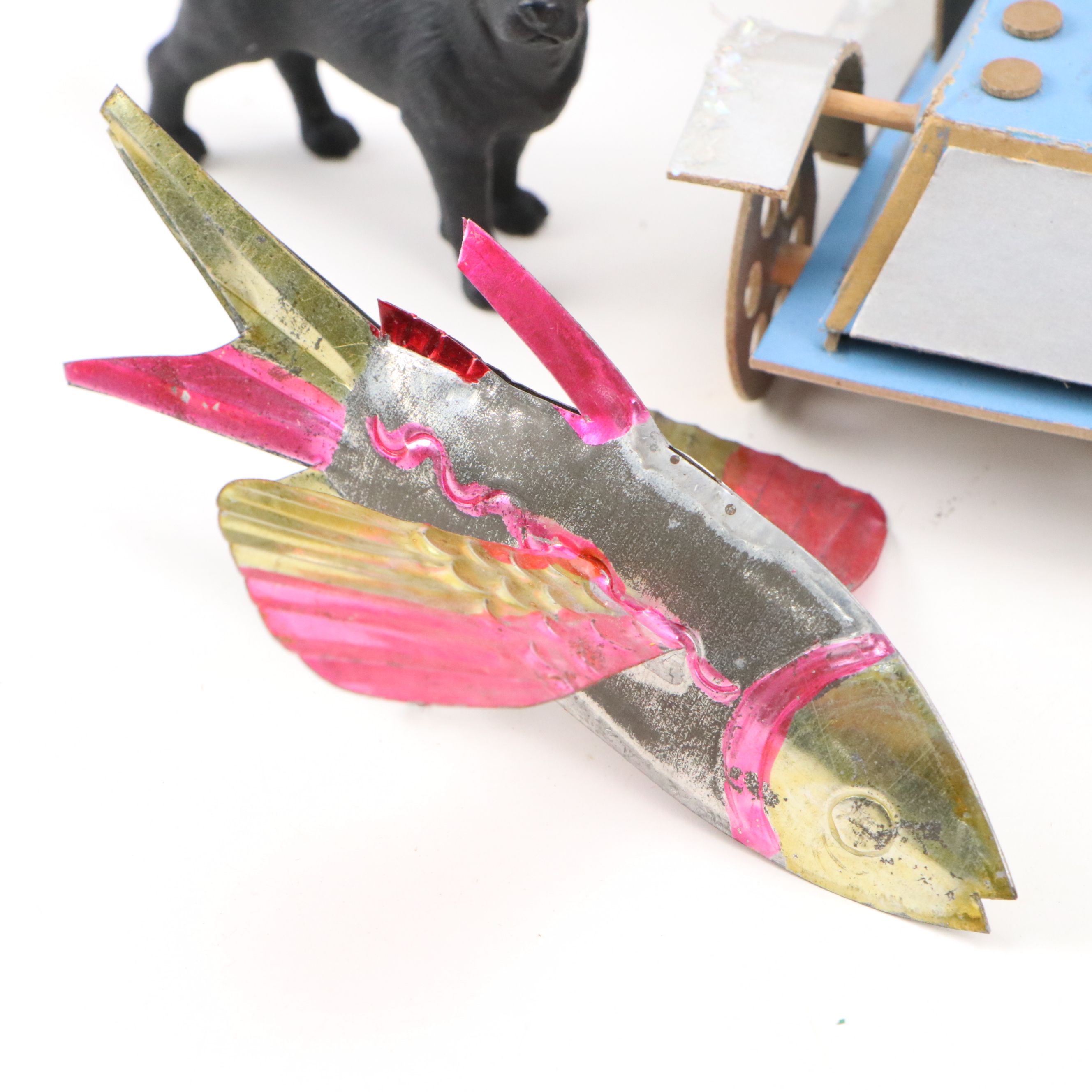 Victorian Style Feather Tree with German Zinnfigur and Other Holiday Decor