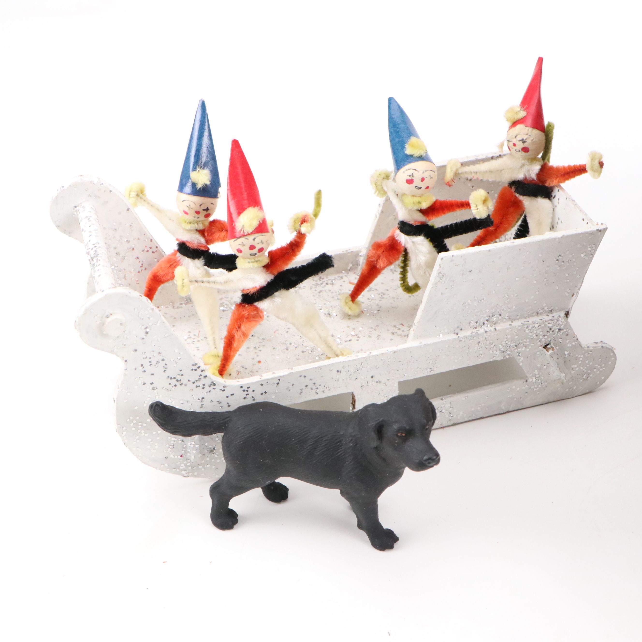 Victorian Style Feather Tree with German Zinnfigur and Other Holiday Decor