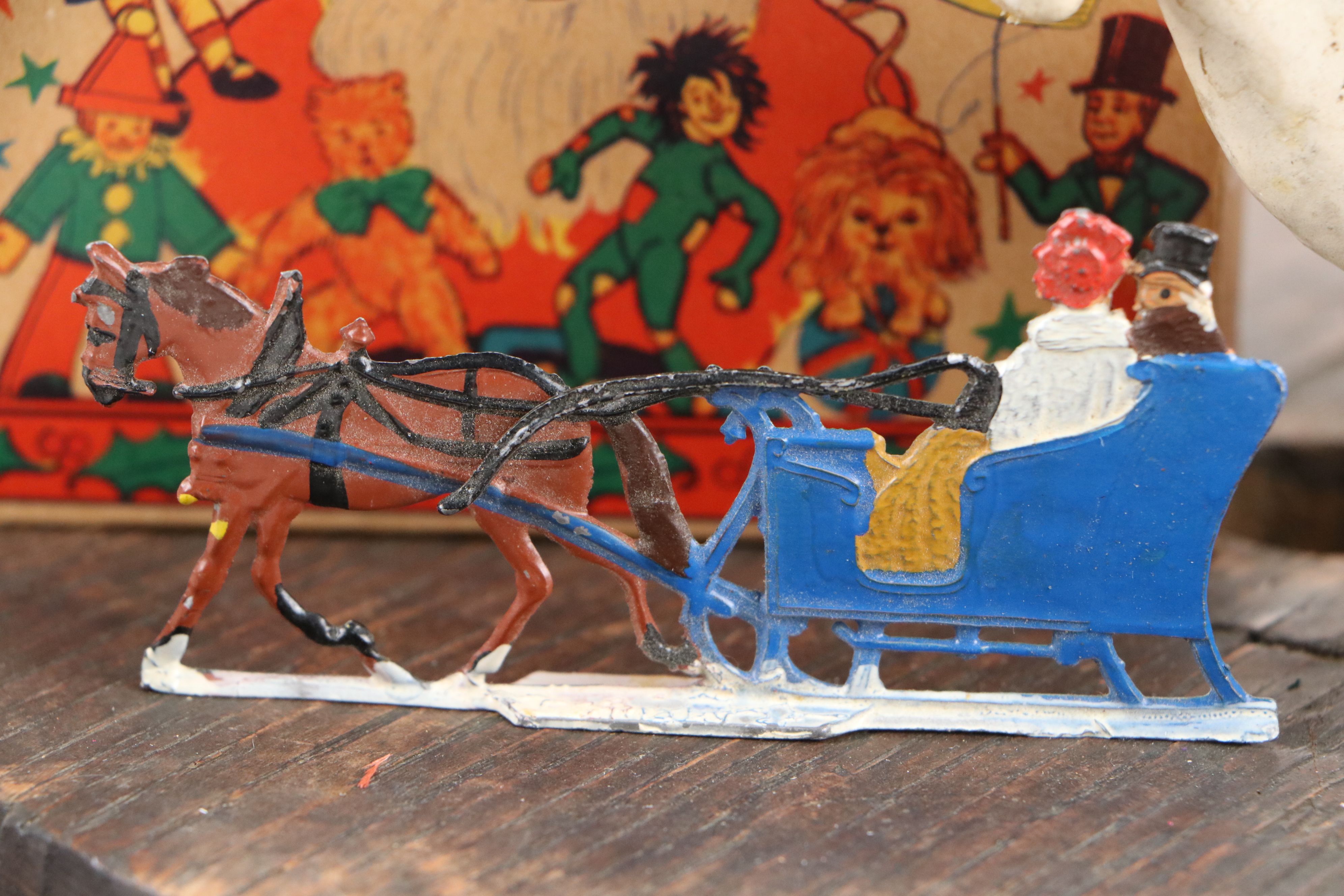 Victorian Style Feather Tree with German Zinnfigur and Other Holiday Decor