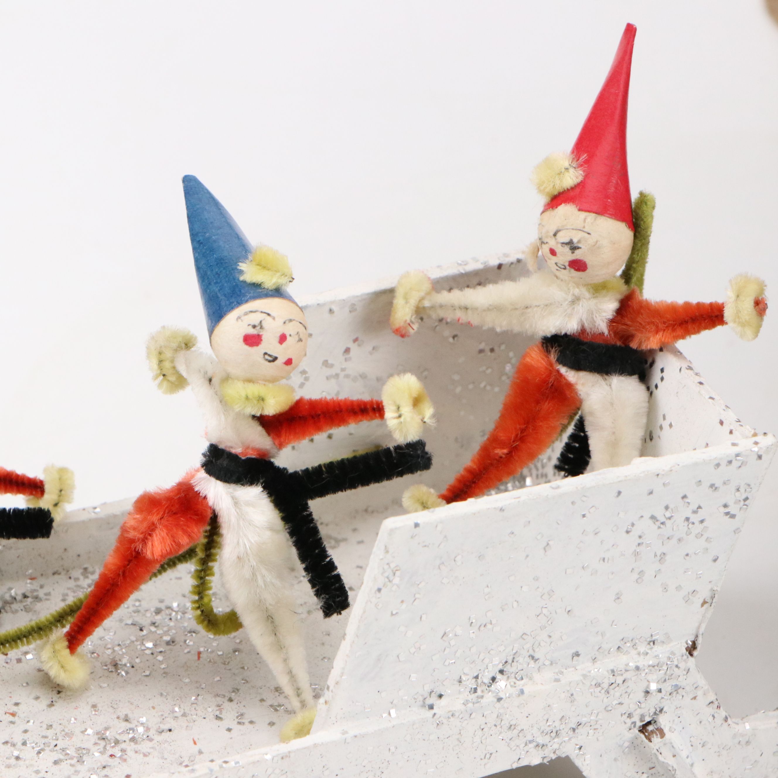 Victorian Style Feather Tree with German Zinnfigur and Other Holiday Decor