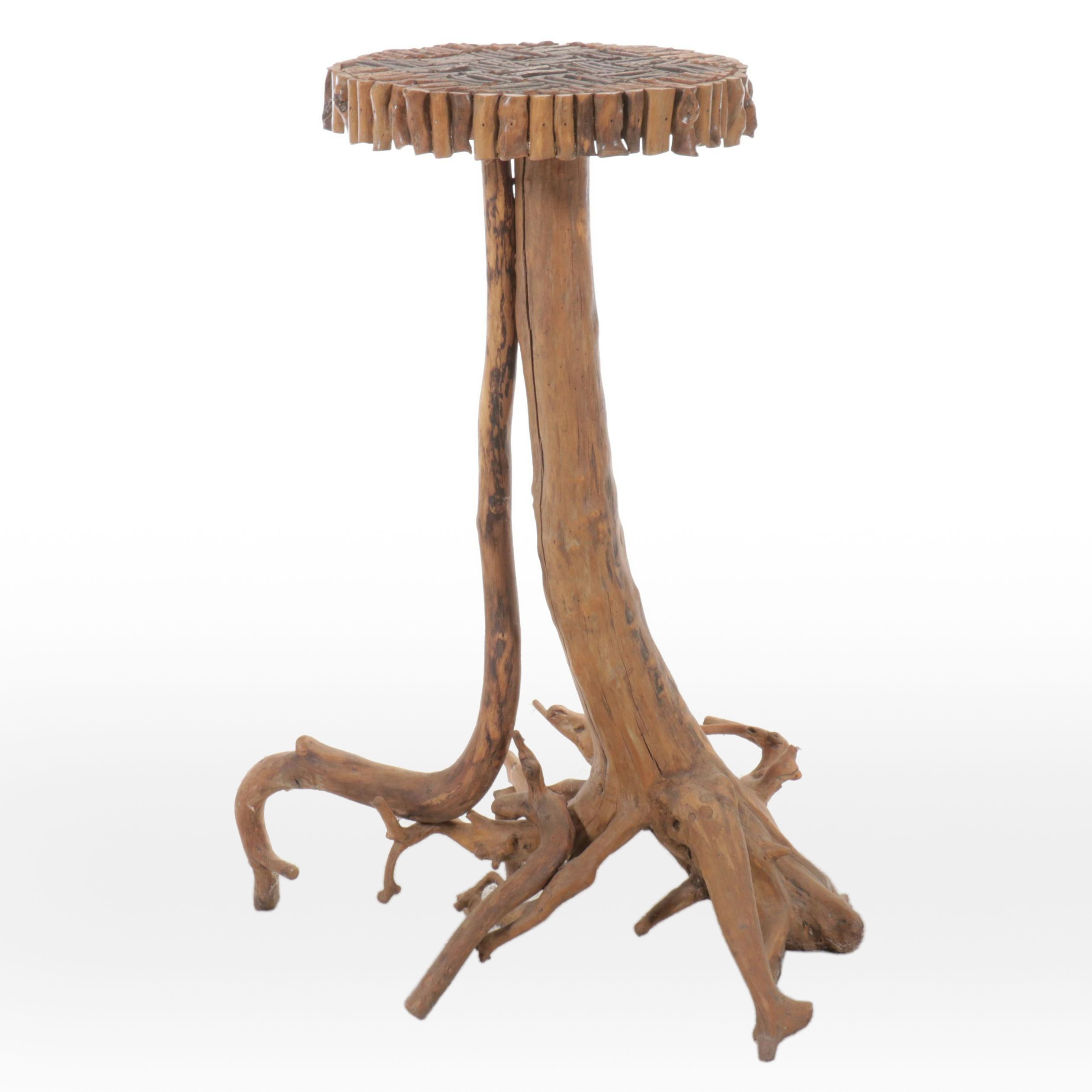 Robert Beaven American Folk Art Branch and Root Round Side Table, 20th Century