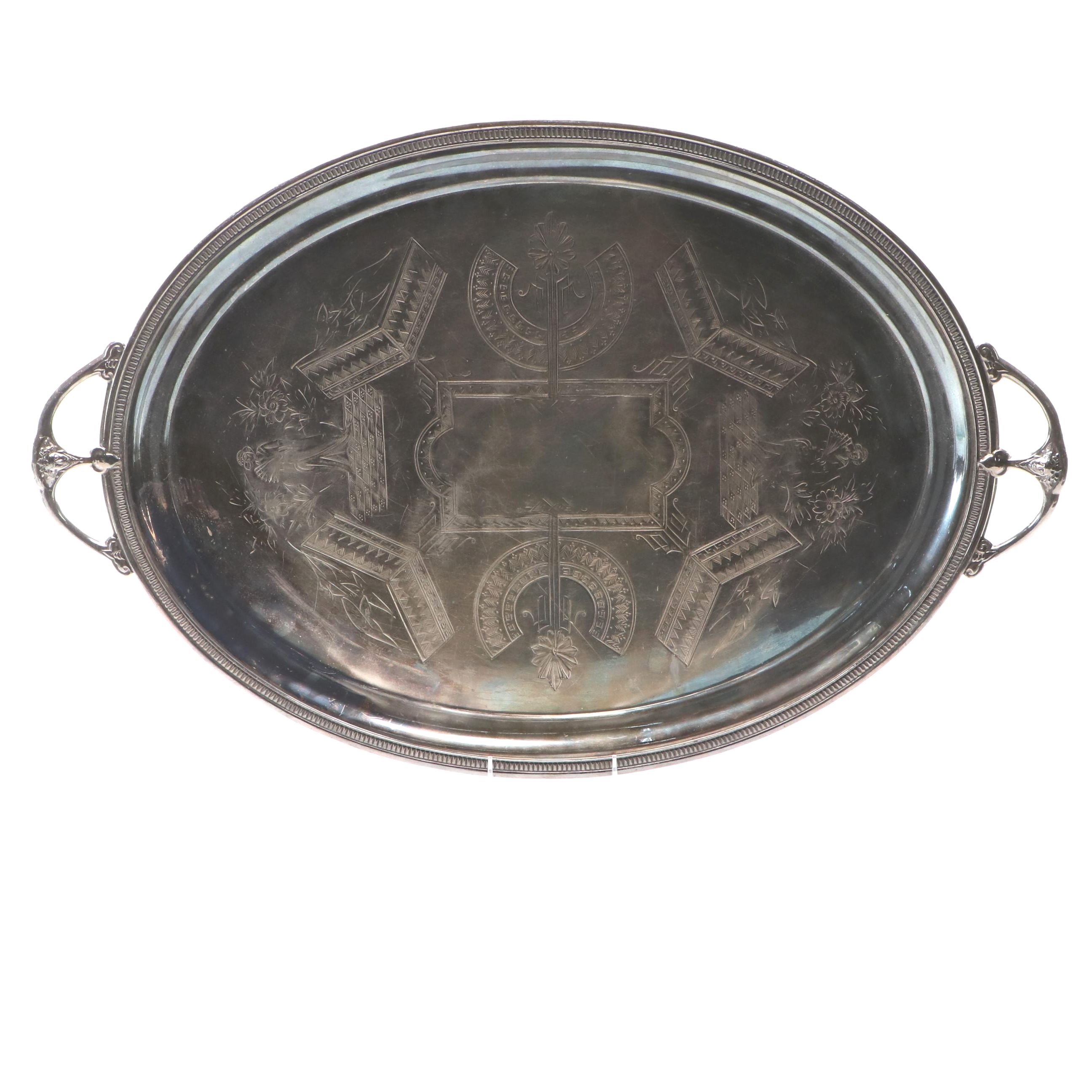 Simpson, Hall, Miller & Co. Aesthetic Movement Silver Plate Tray, Late 19th C.