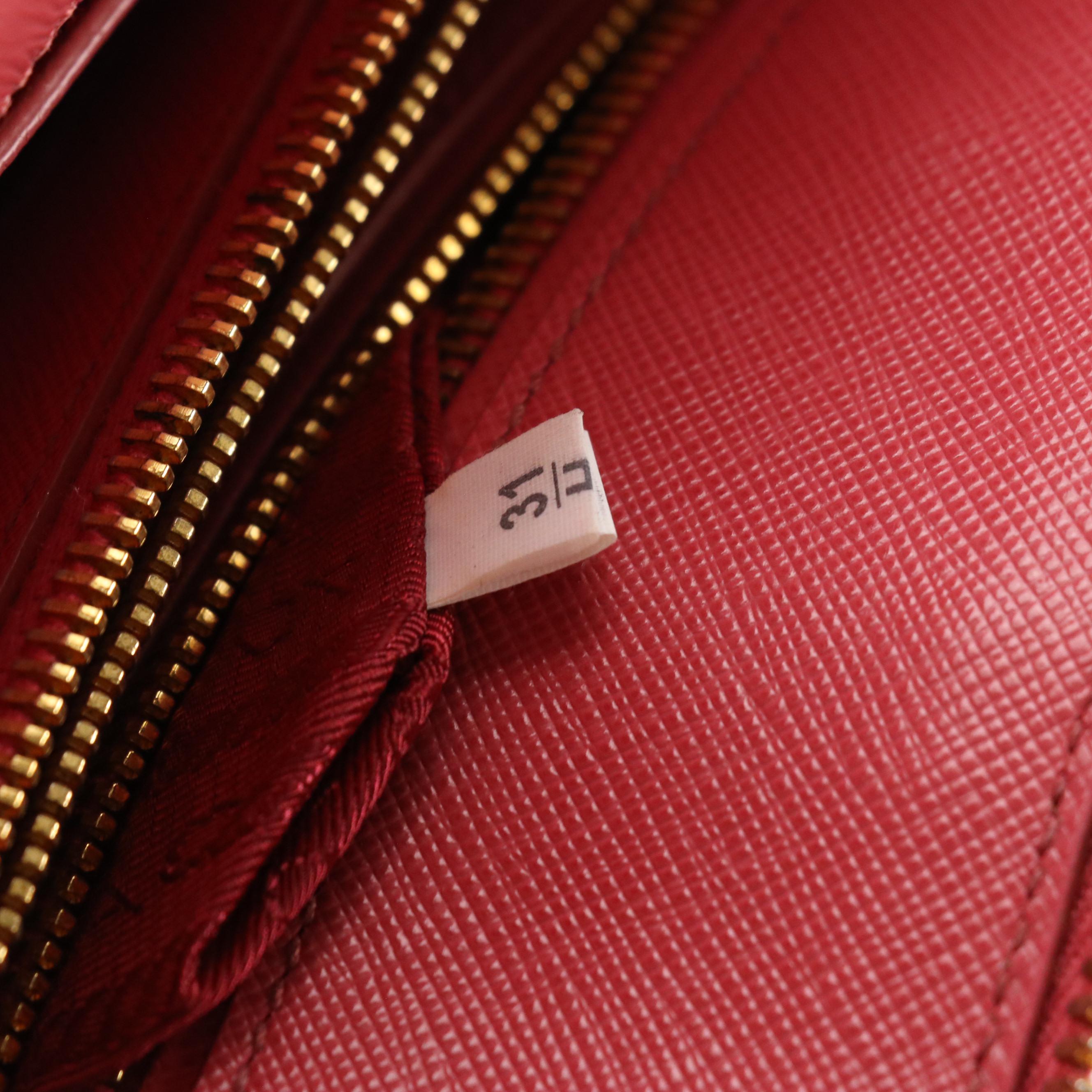 Prada Domed Two-Way Bag in Watermelon Pink Saffiano Leather