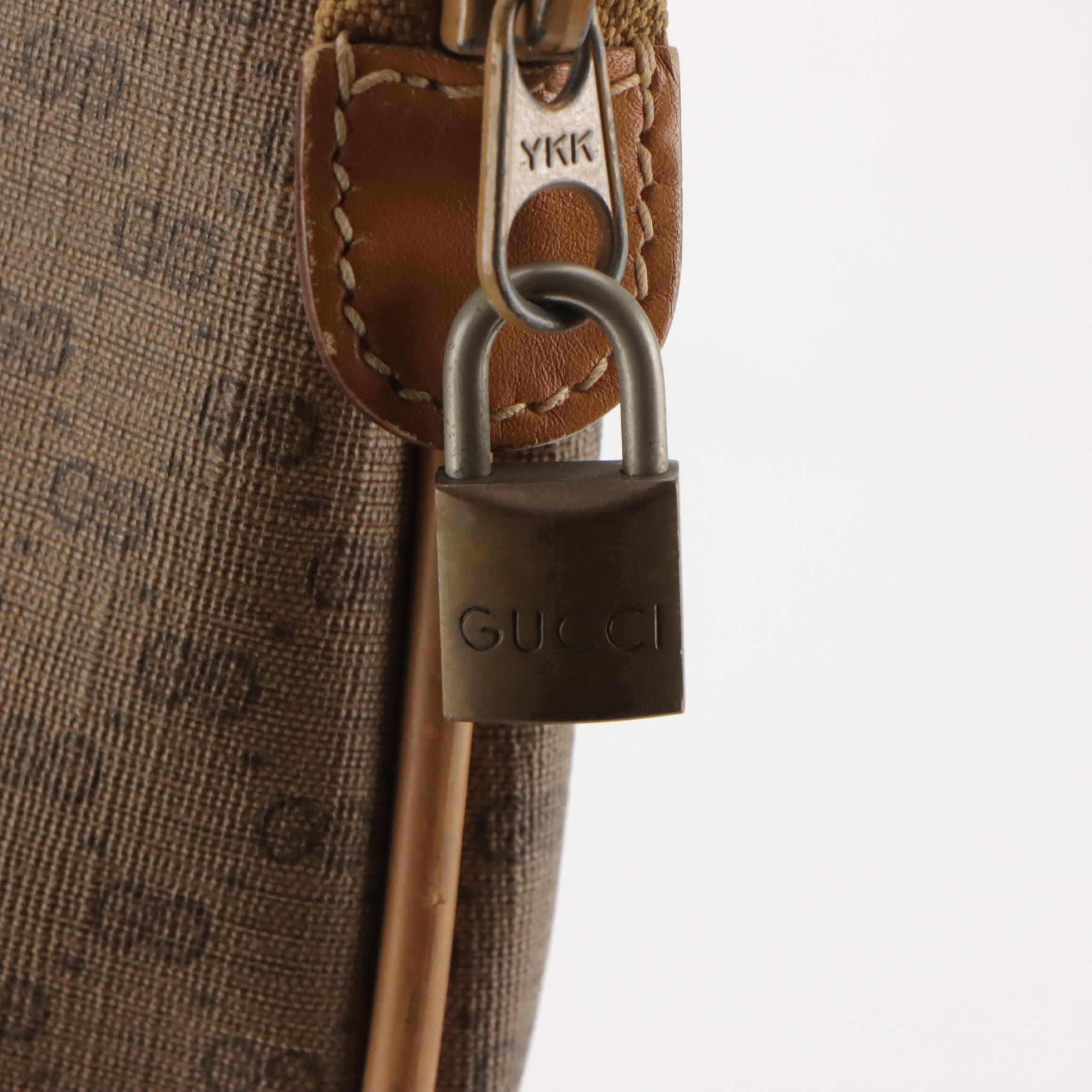 Gucci Large Bucket Shoulder Bag in Micro GG Supreme Canvas, Web and Leather Trim