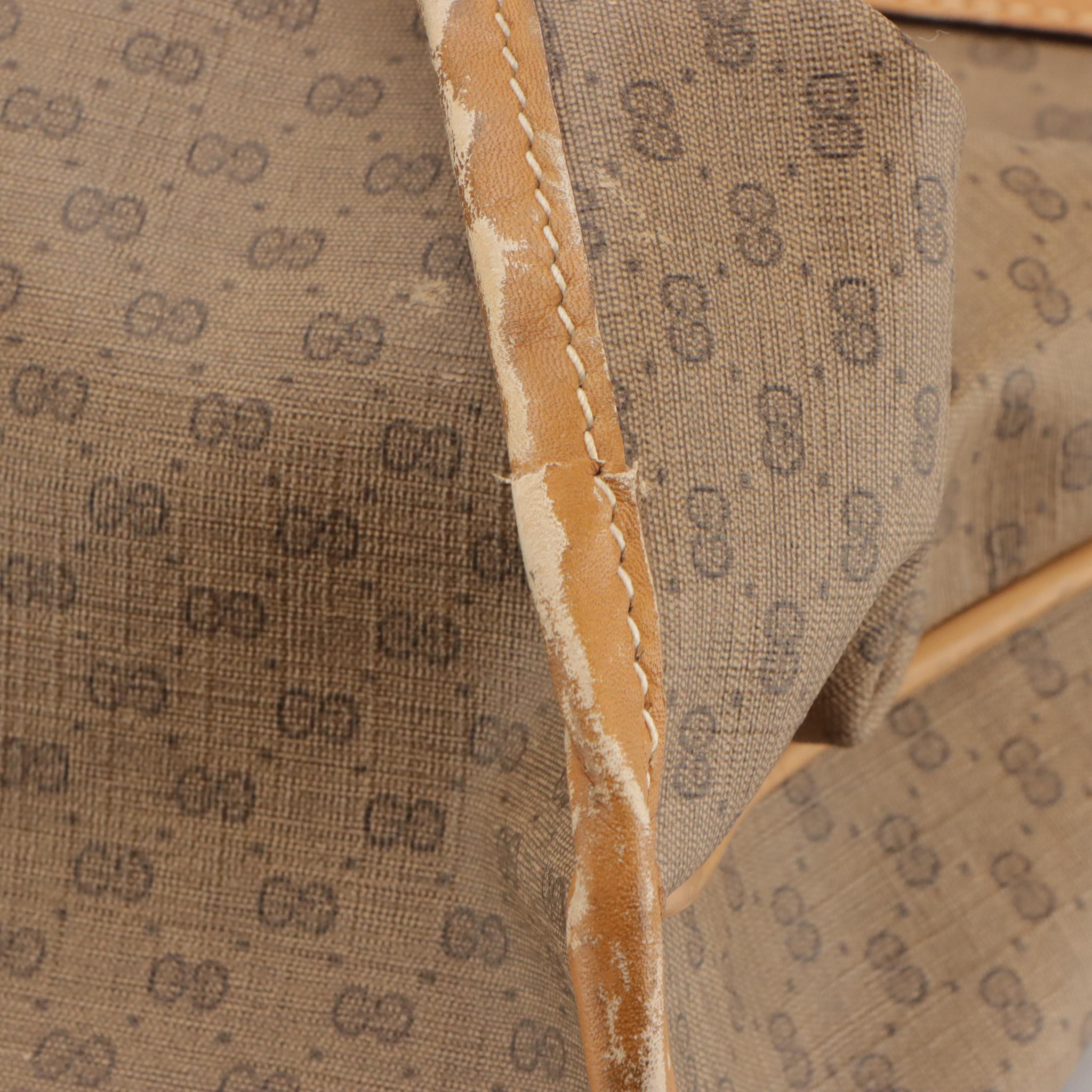 Gucci Large Bucket Shoulder Bag in Micro GG Supreme Canvas, Web and Leather Trim