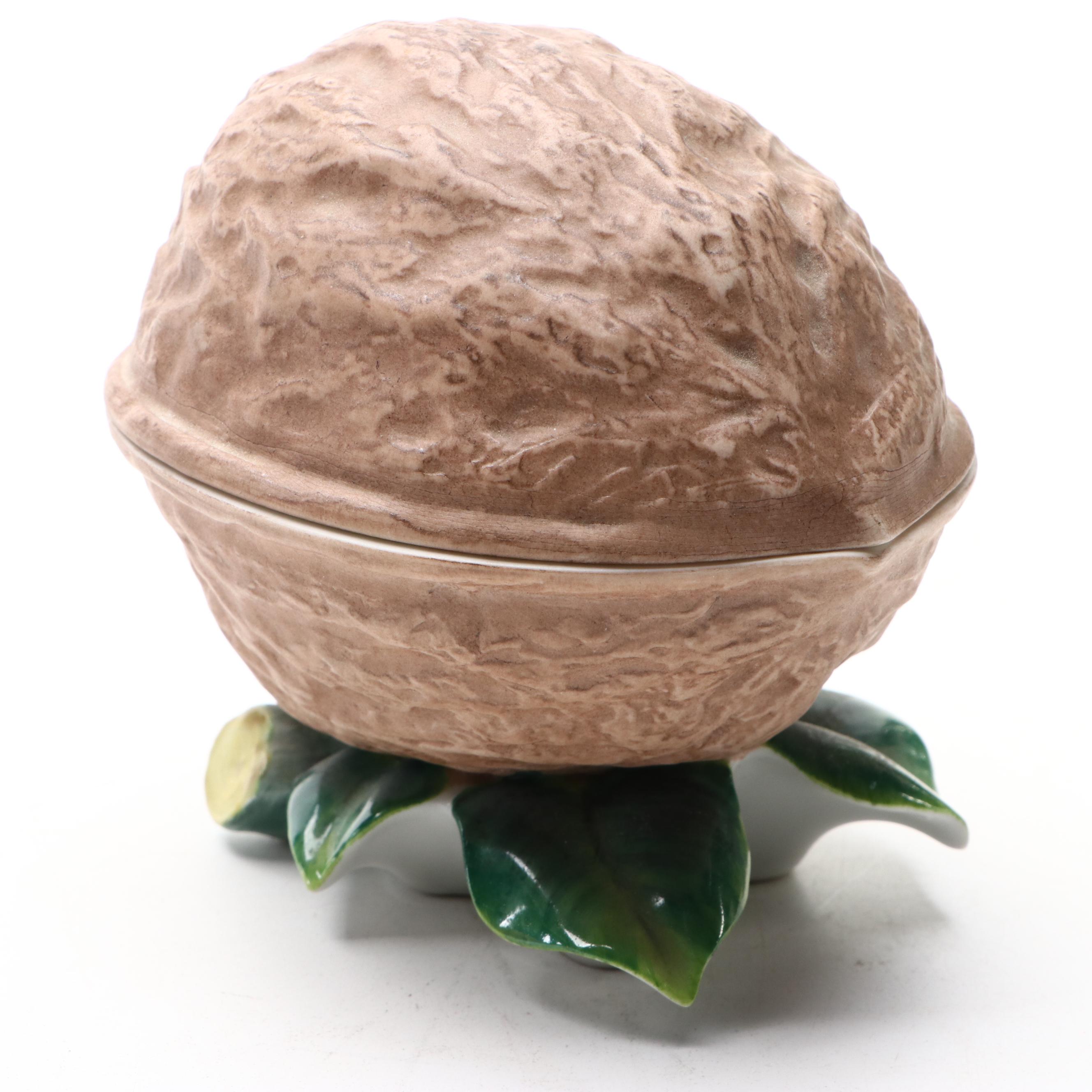 Hand-Decorated Limoges Porcelain Walnut Box