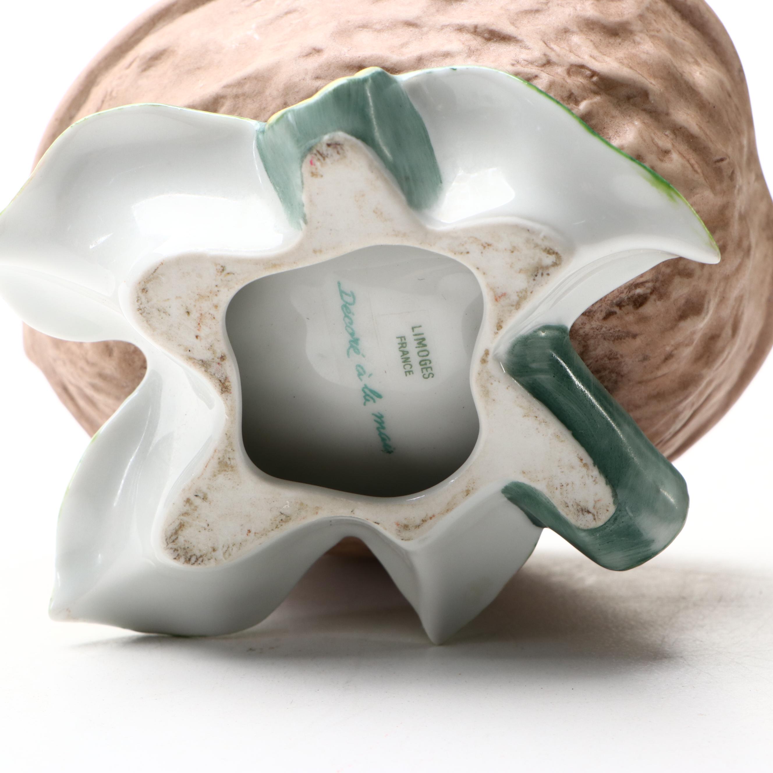 Hand-Decorated Limoges Porcelain Walnut Box