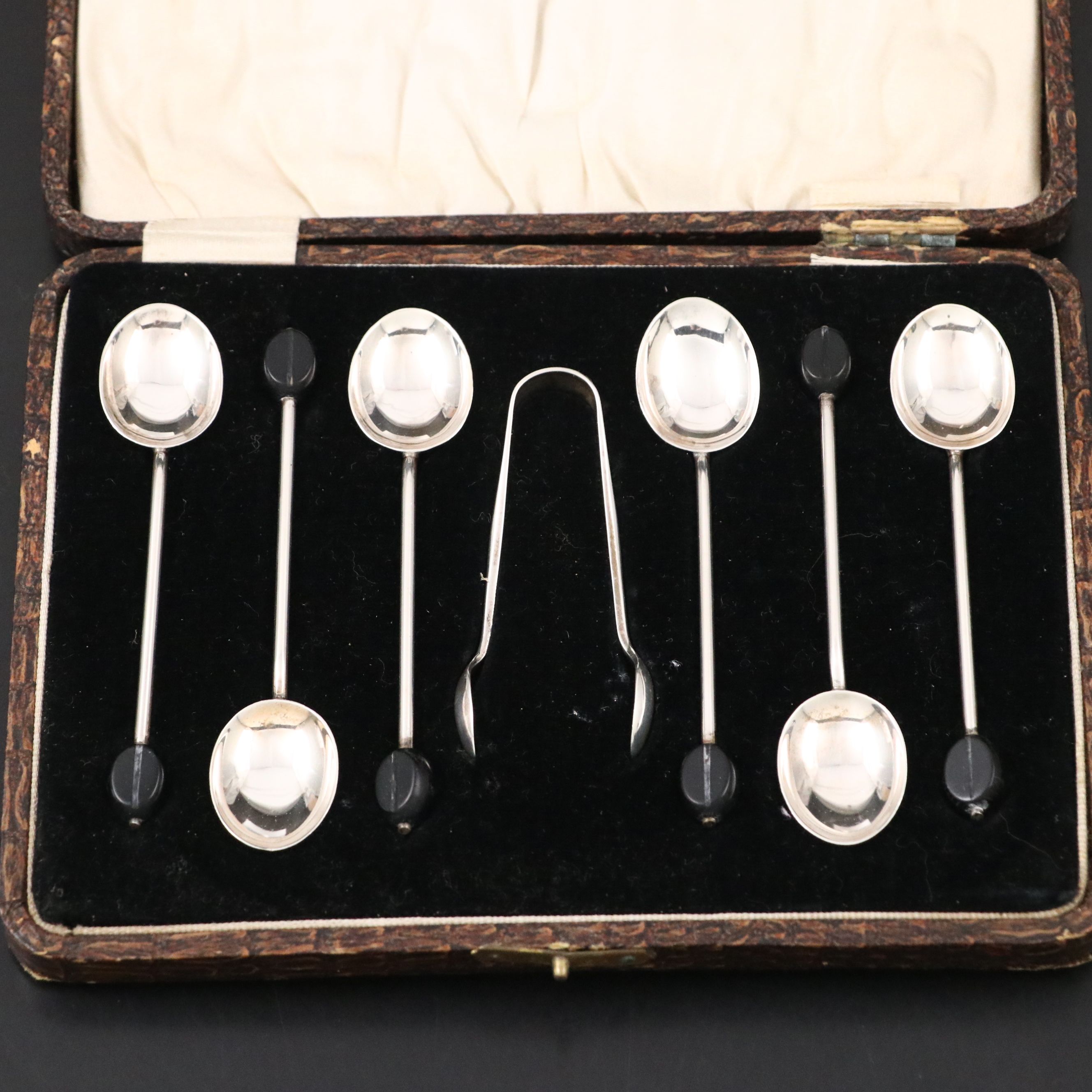 William Suckling Sterling Silver Demitasse Spoons and Tongs, Early 20th C.