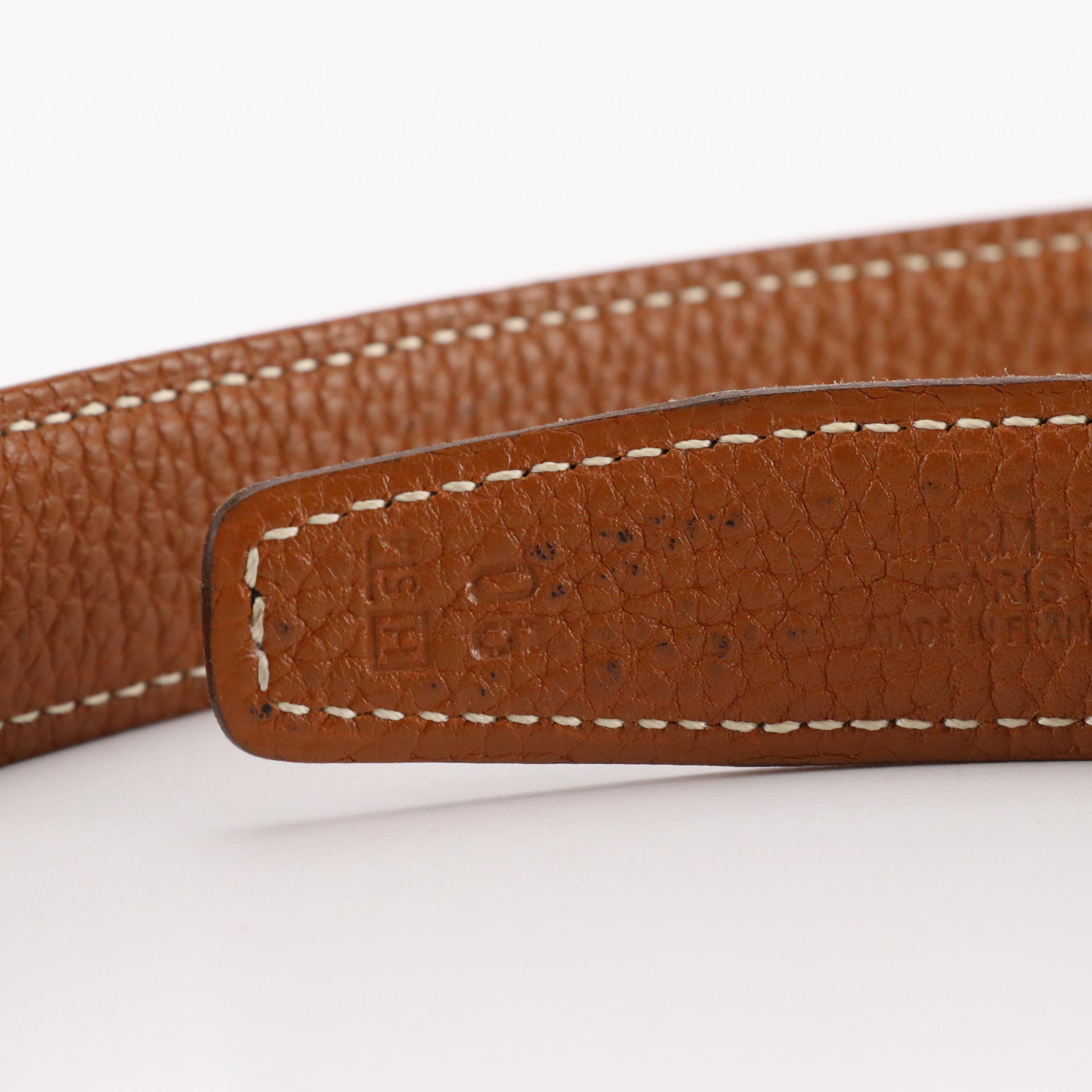 Hermès H Constance Reversible Black/Brown Leather Belt in Box