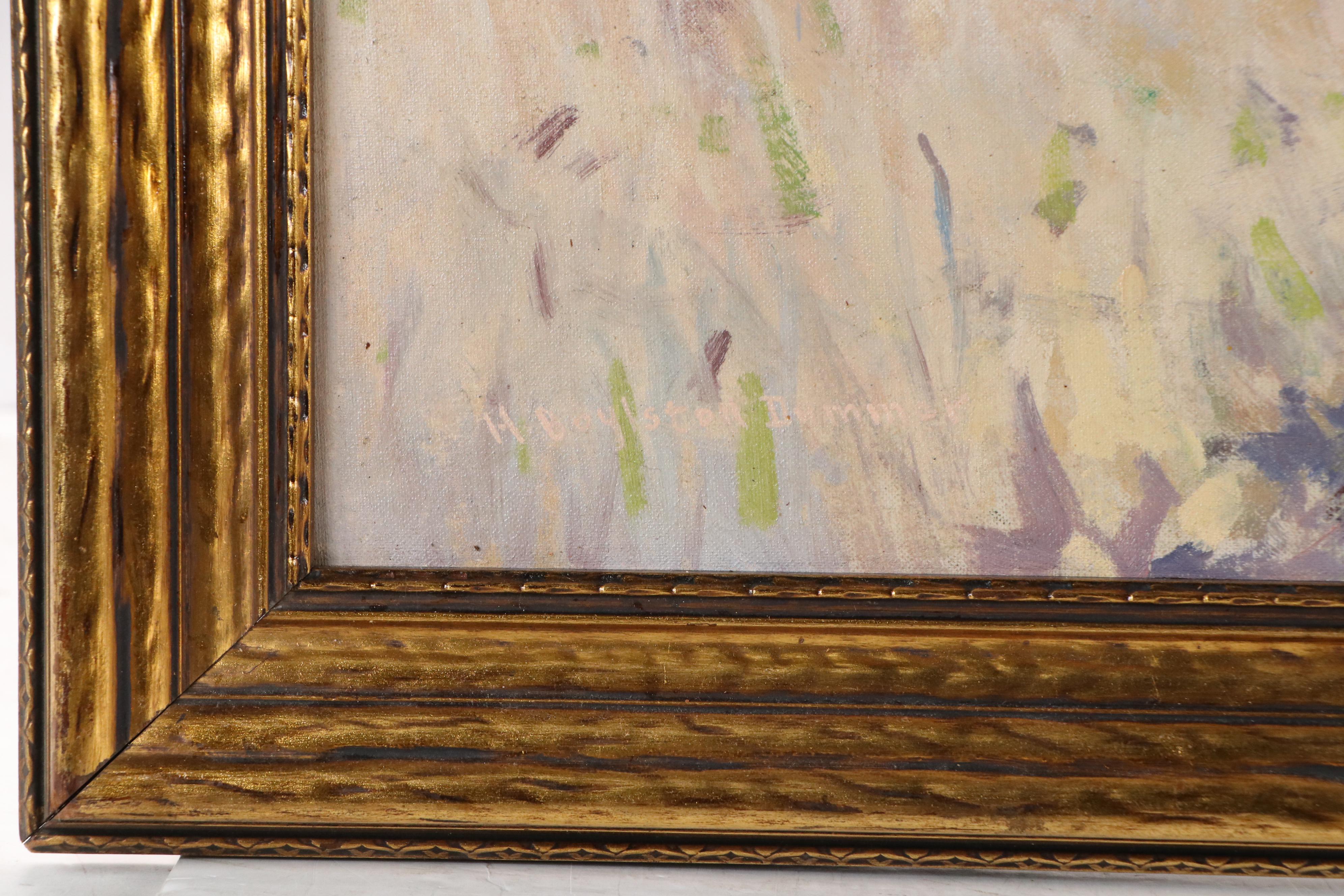 H. Boylston Dummer Oil Painting of Hunting Scene with Bear and Dogs, 1938