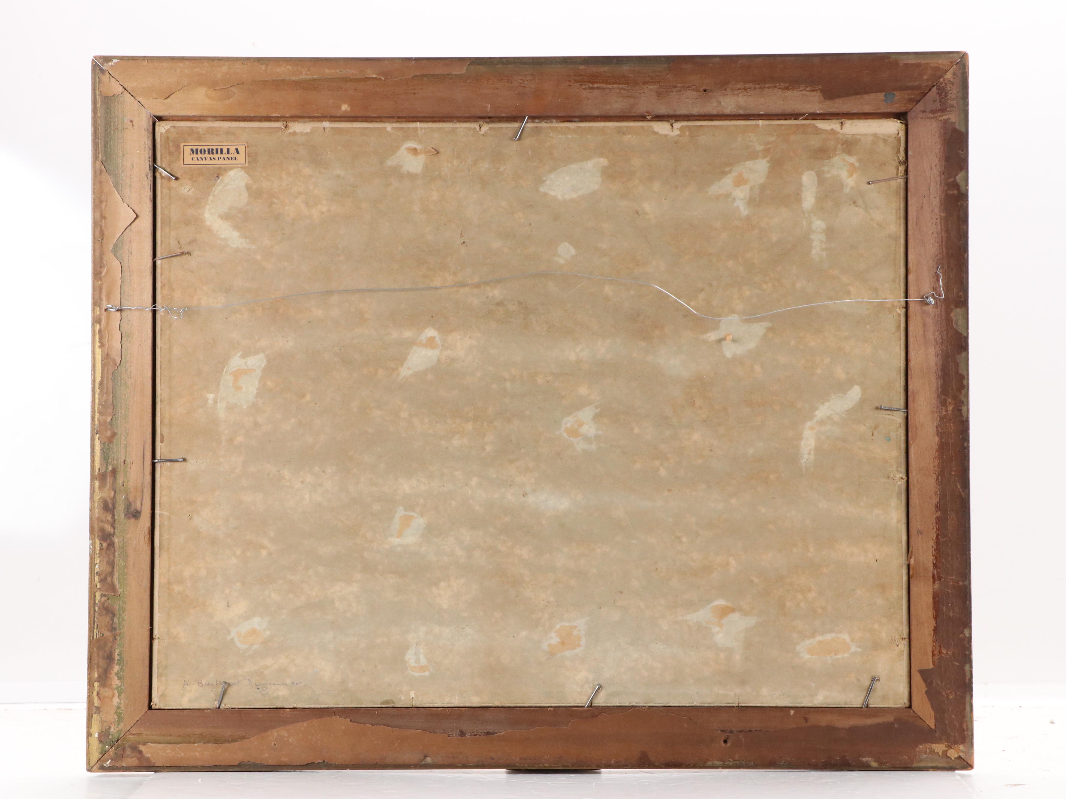 H. Boylston Dummer Oil Painting of Hunting Scene with Bear and Dogs, 1938