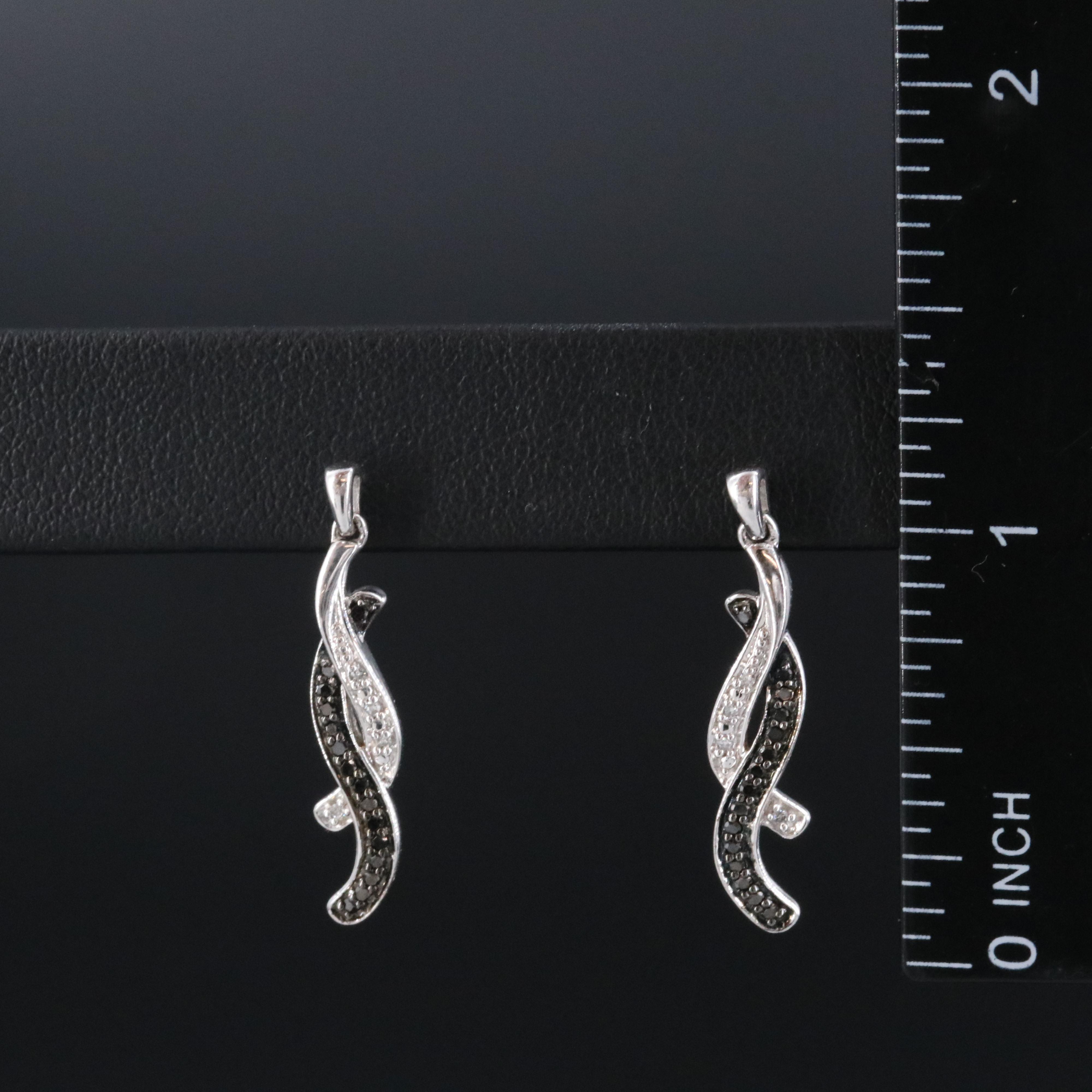 Sterling Diamond Earrings with Fancy Black Diamonds