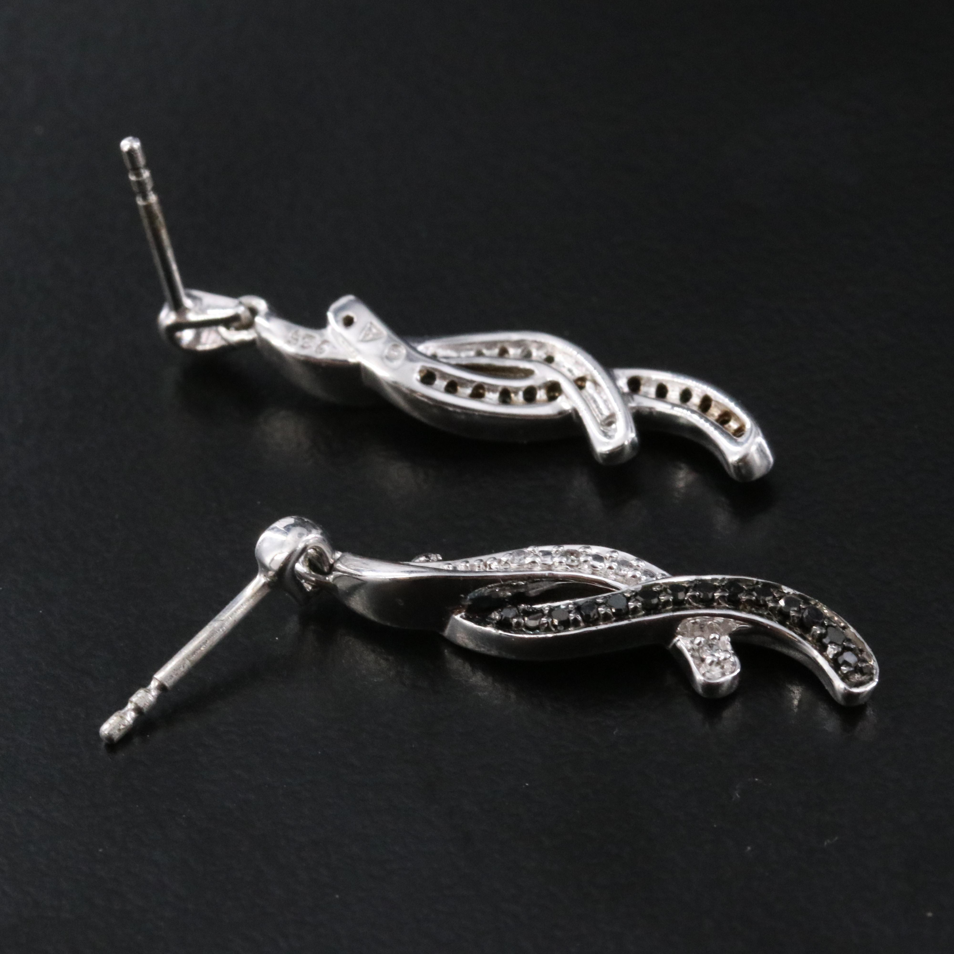 Sterling Diamond Earrings with Fancy Black Diamonds
