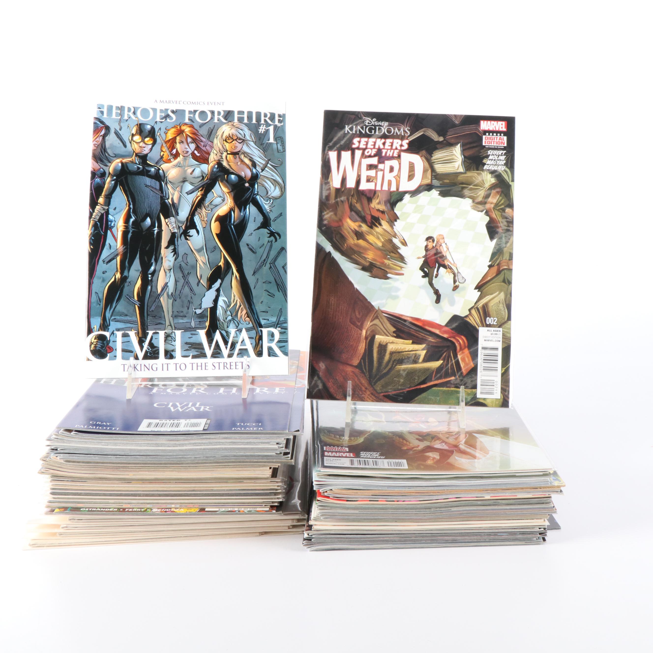75+ Assorted Modern Age Marvel Comics with Tarot Card Deck and Book
