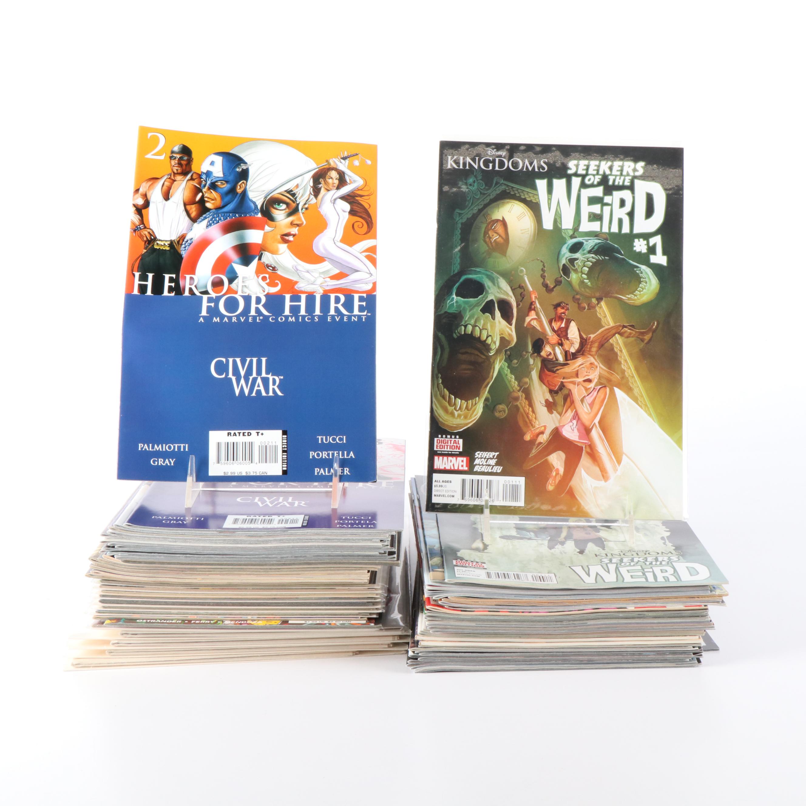 75+ Assorted Modern Age Marvel Comics with Tarot Card Deck and Book