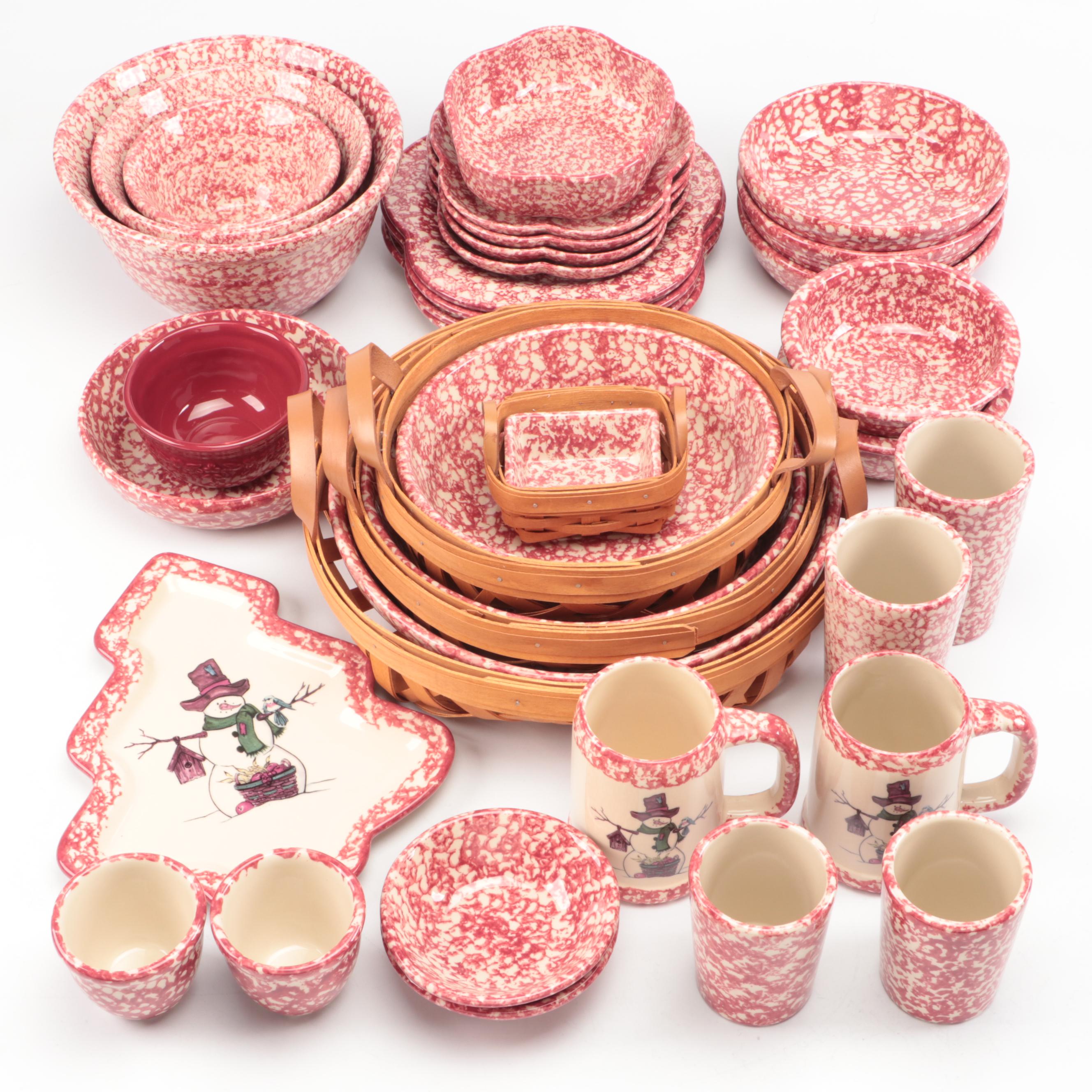 Roseville Spongeware and Other Christmas Tableware with Gerald Henn Baskets