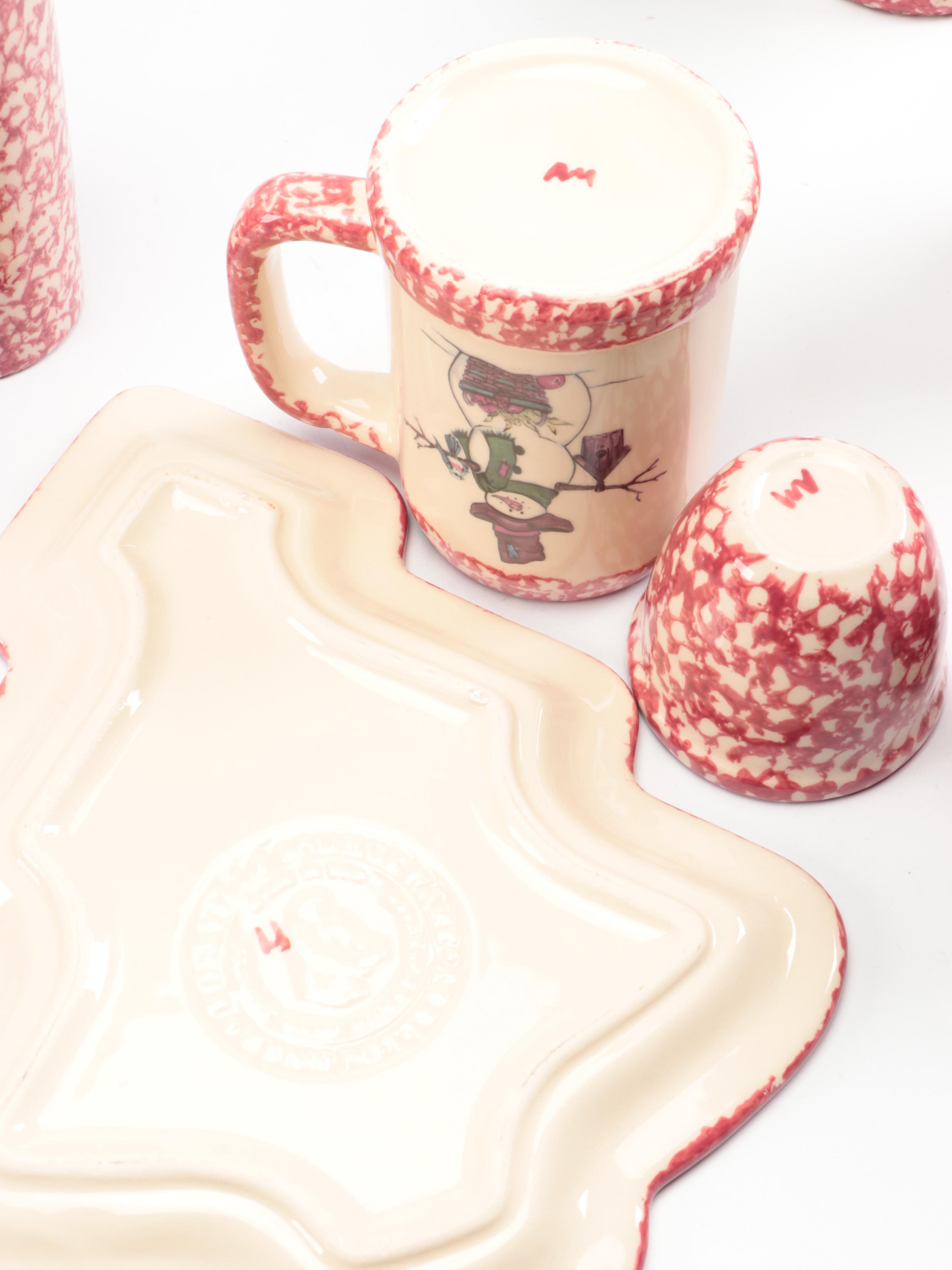 Roseville Spongeware and Other Christmas Tableware with Gerald Henn Baskets