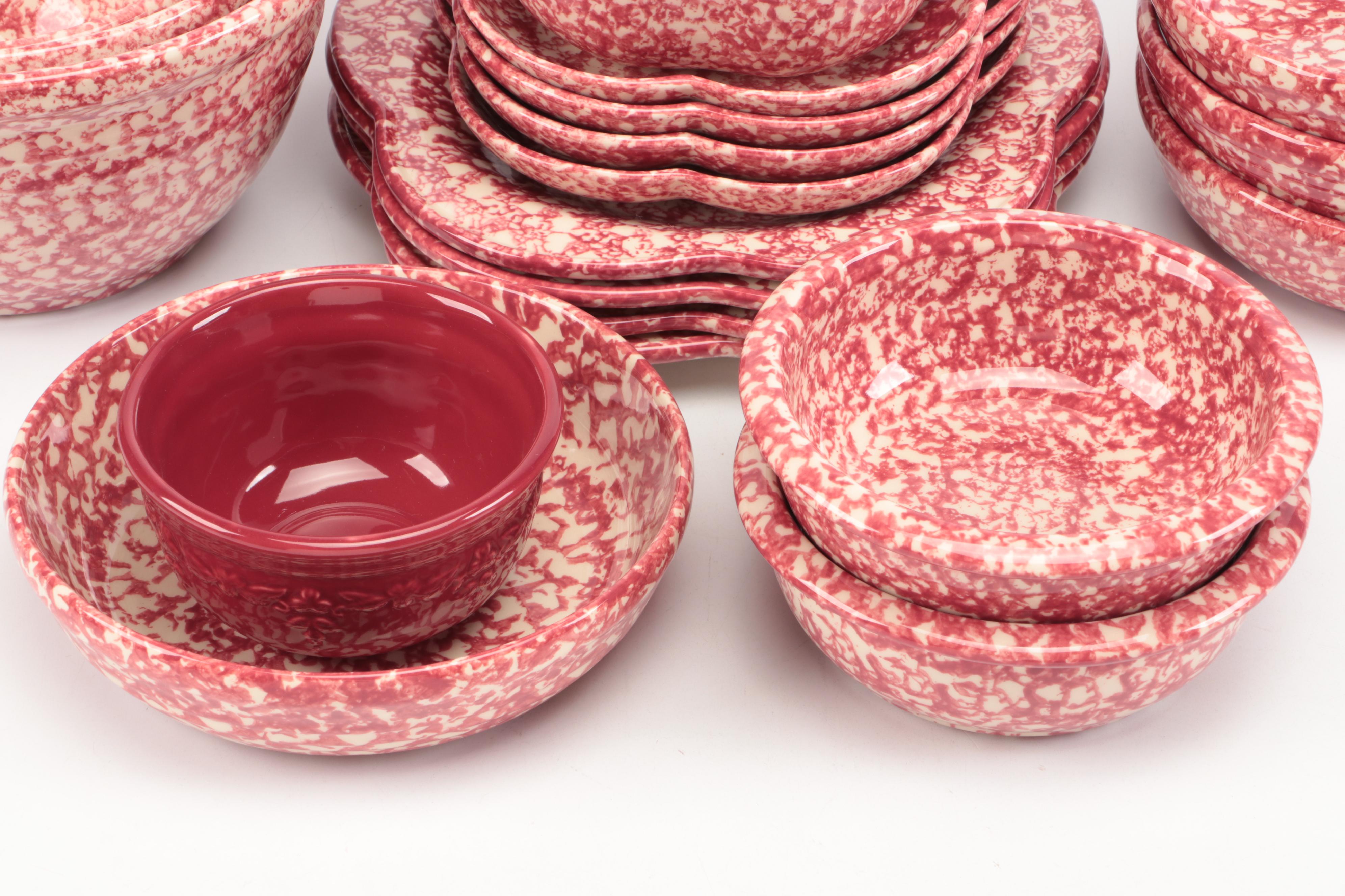 Roseville Spongeware and Other Christmas Tableware with Gerald Henn Baskets