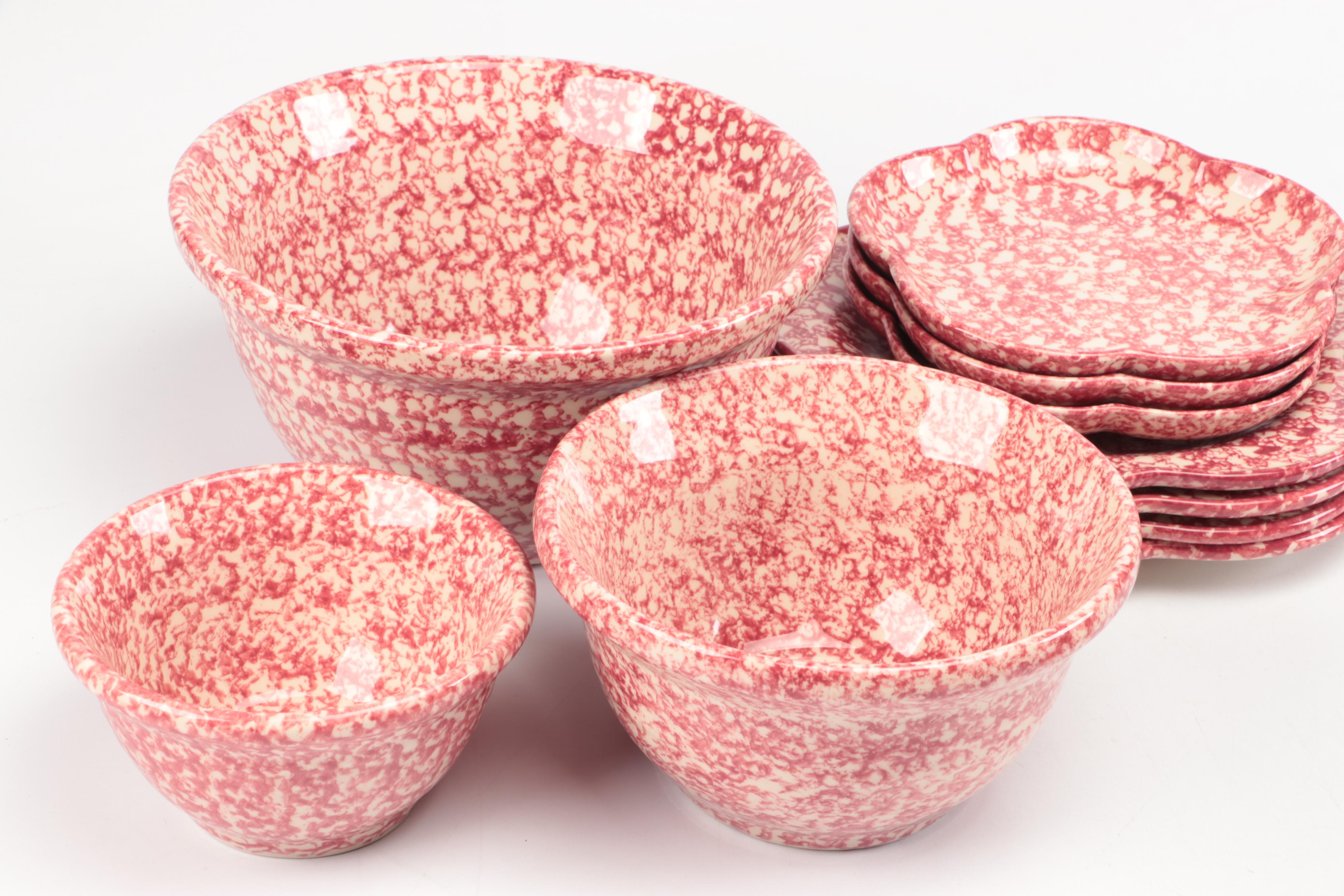 Roseville Spongeware and Other Christmas Tableware with Gerald Henn Baskets