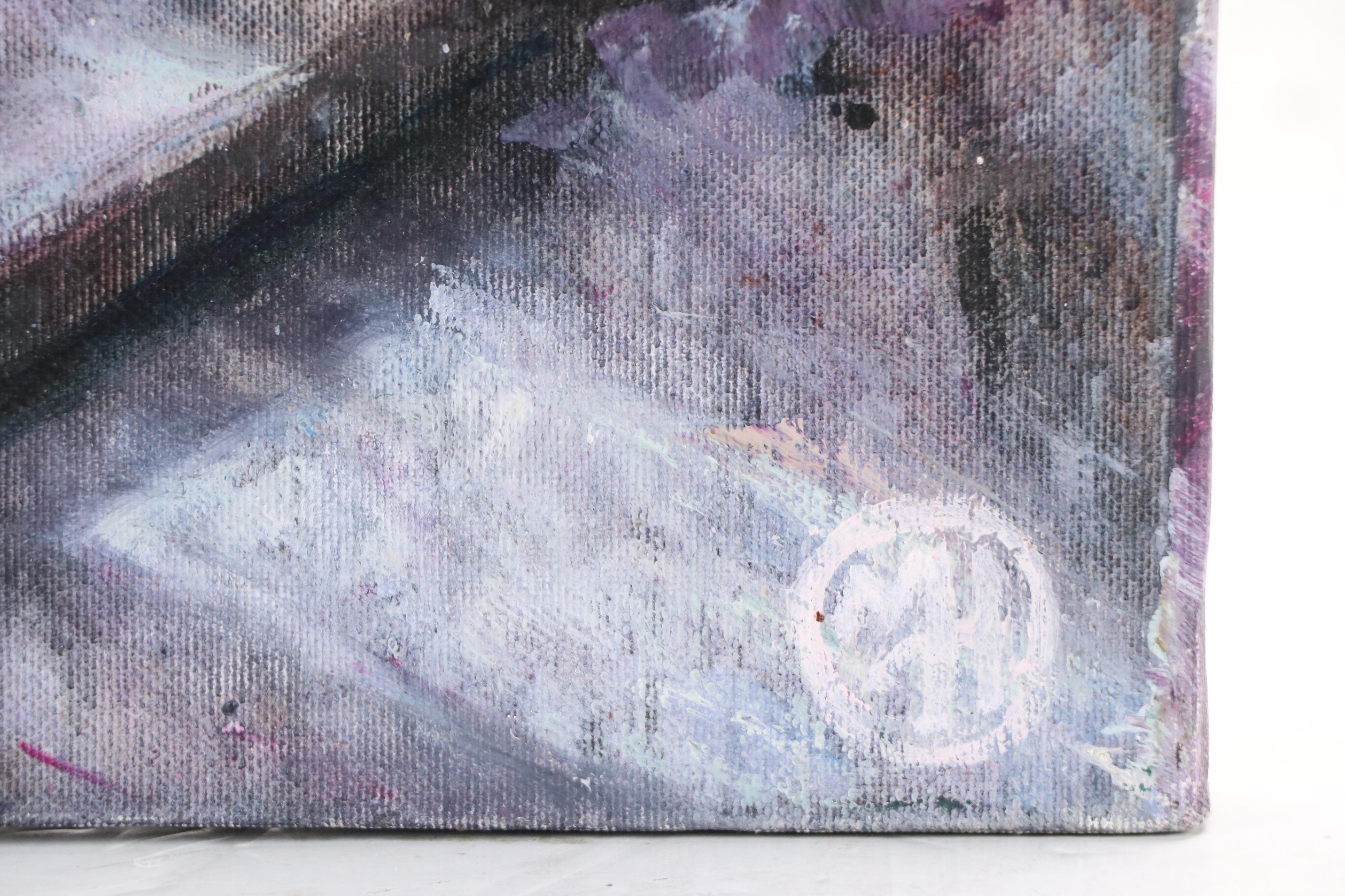 Mark Harmon Oil Painting of Door with Graffiti, 21st Century