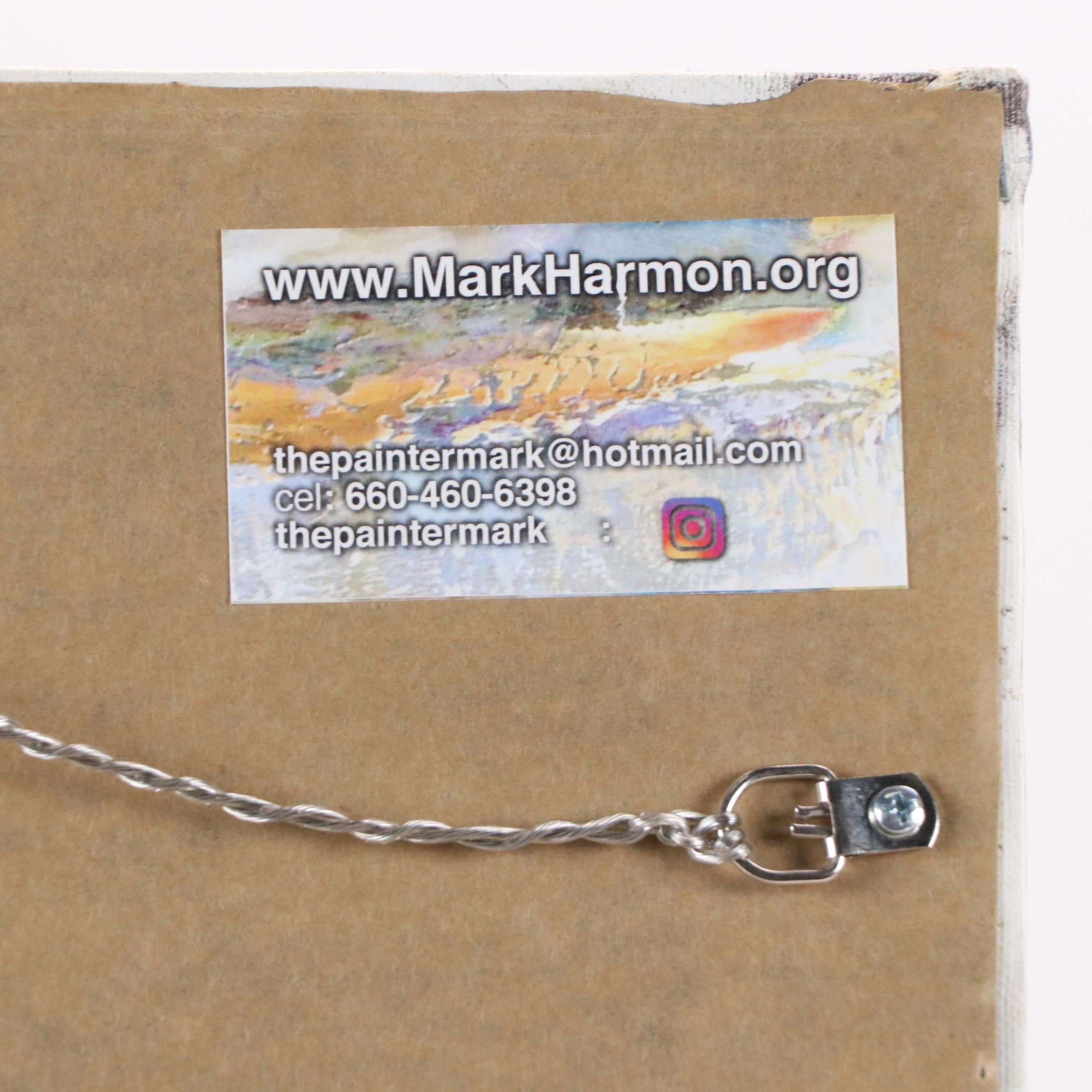 Mark Harmon Oil Painting of Door with Graffiti, 21st Century