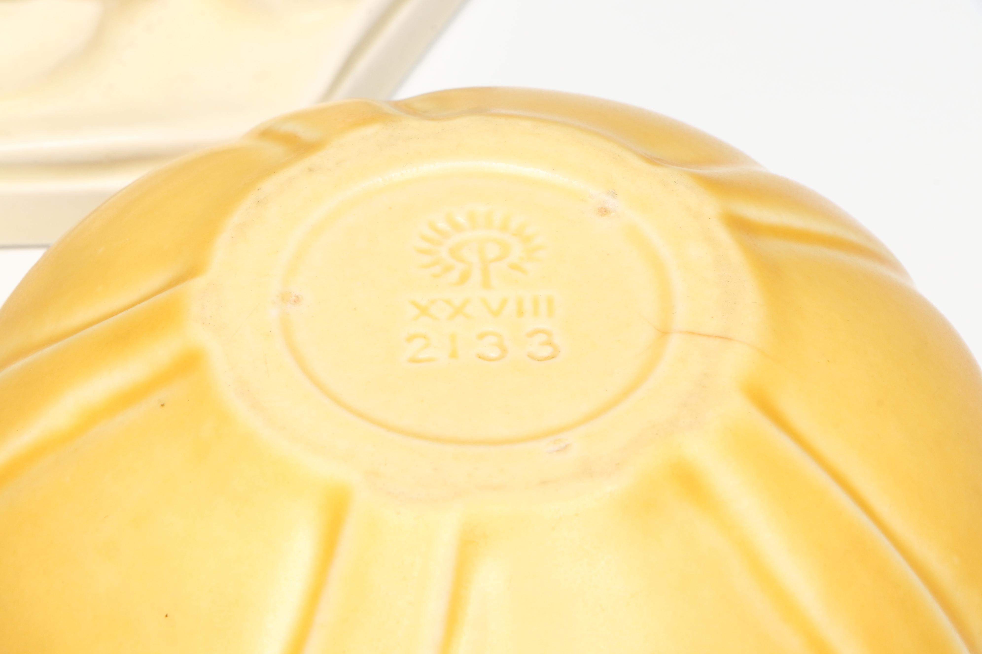 Rookwood Pottery Art Deco Style Bowl and Lotus Candle Holder, 1920s