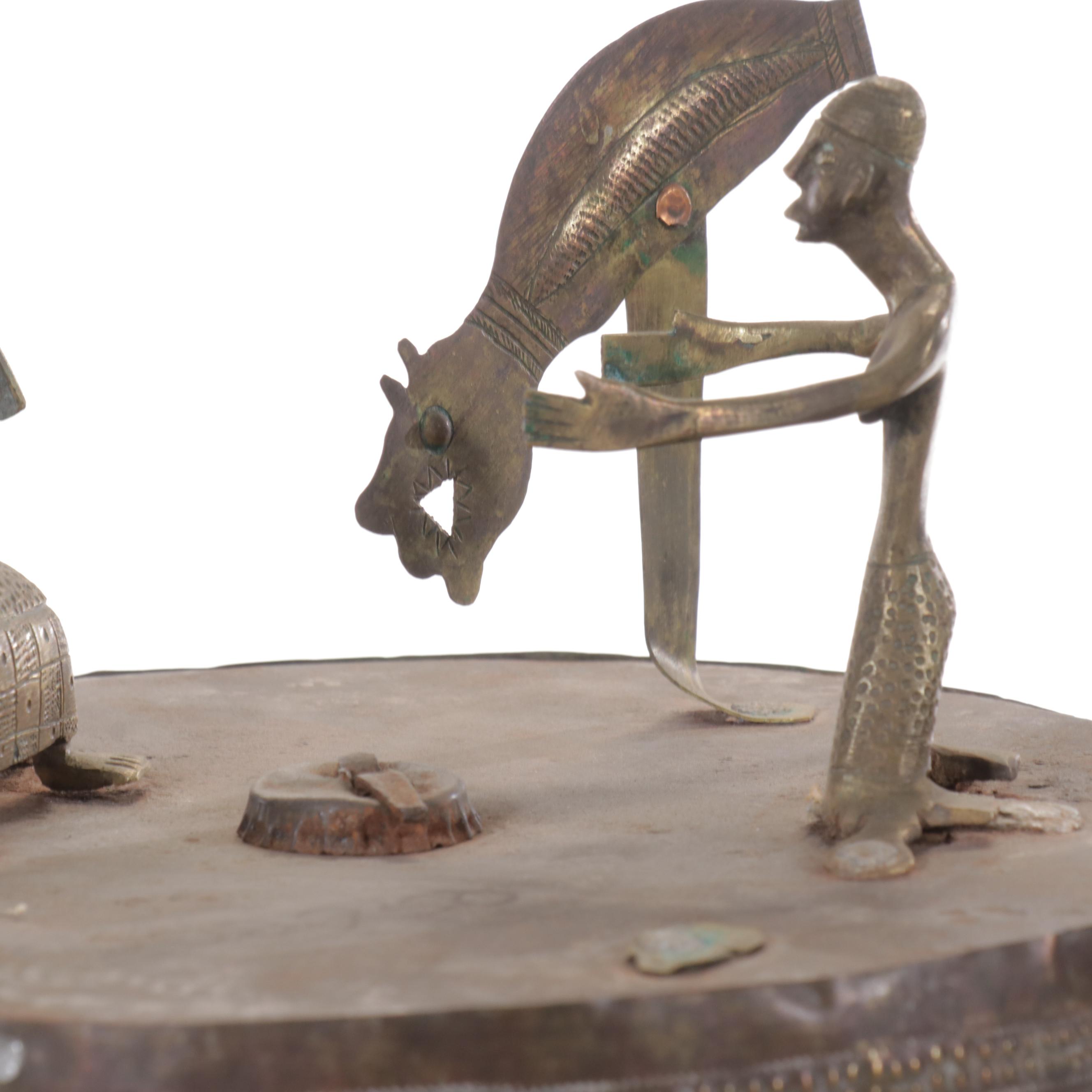 Benin Bronze and Iron "Asen Gbadota" Fon Ancestor and Altar Staff