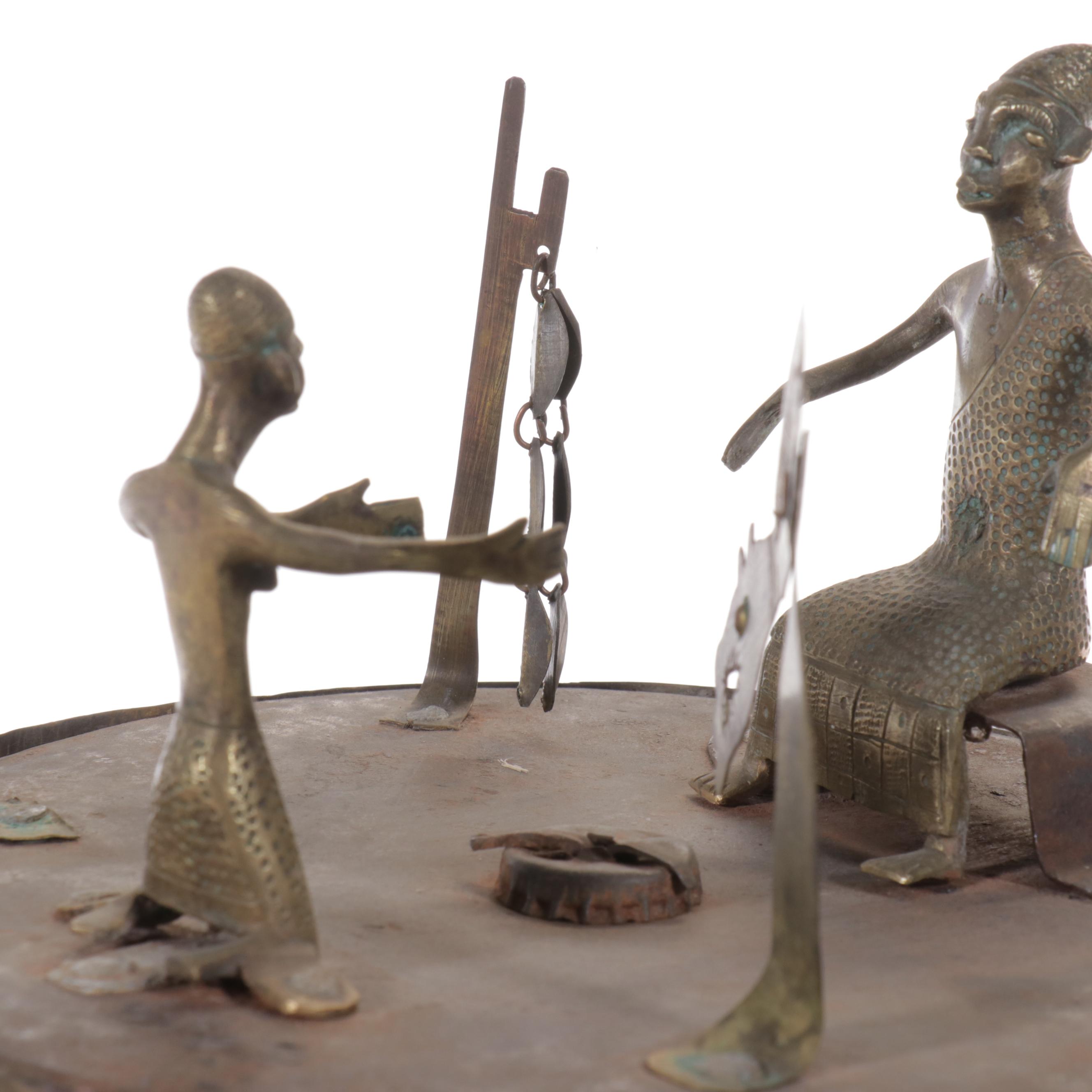 Benin Bronze and Iron "Asen Gbadota" Fon Ancestor and Altar Staff