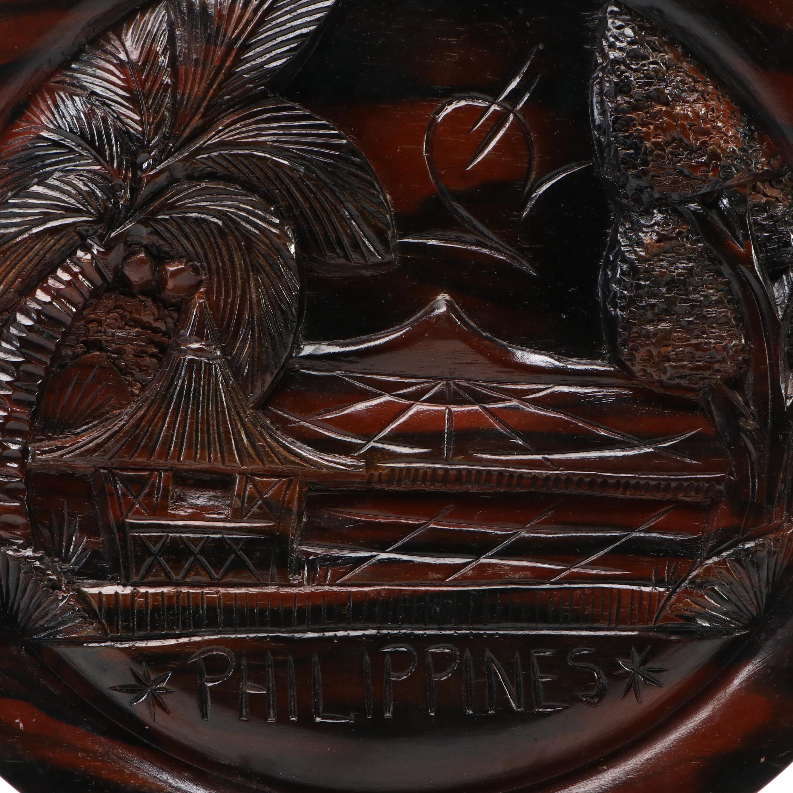 Filipino Carved Wood Relief Souvenir Plate