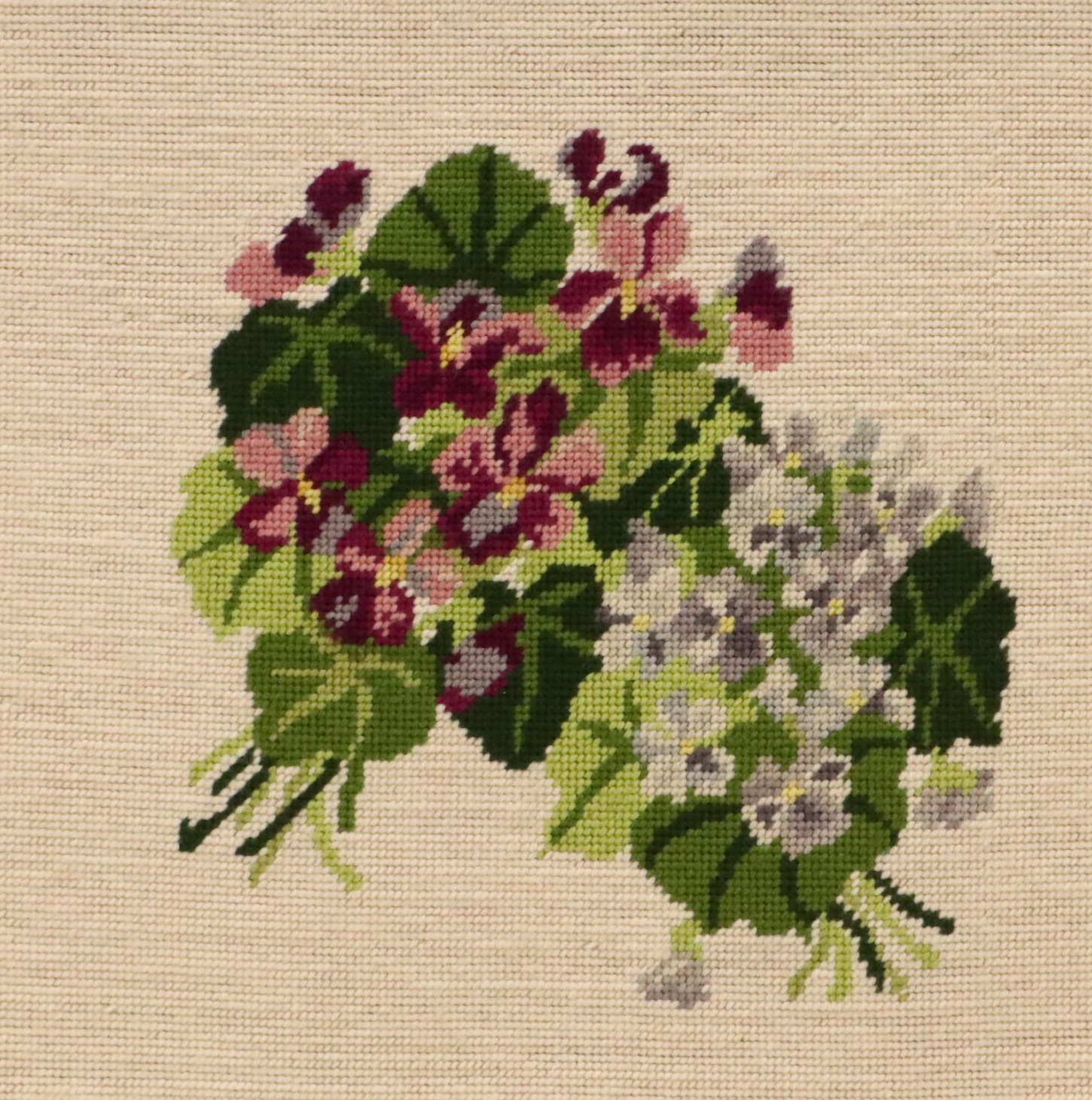 Pair of Floral Needlepoint Wall Panels, Mid to Late 20th Century