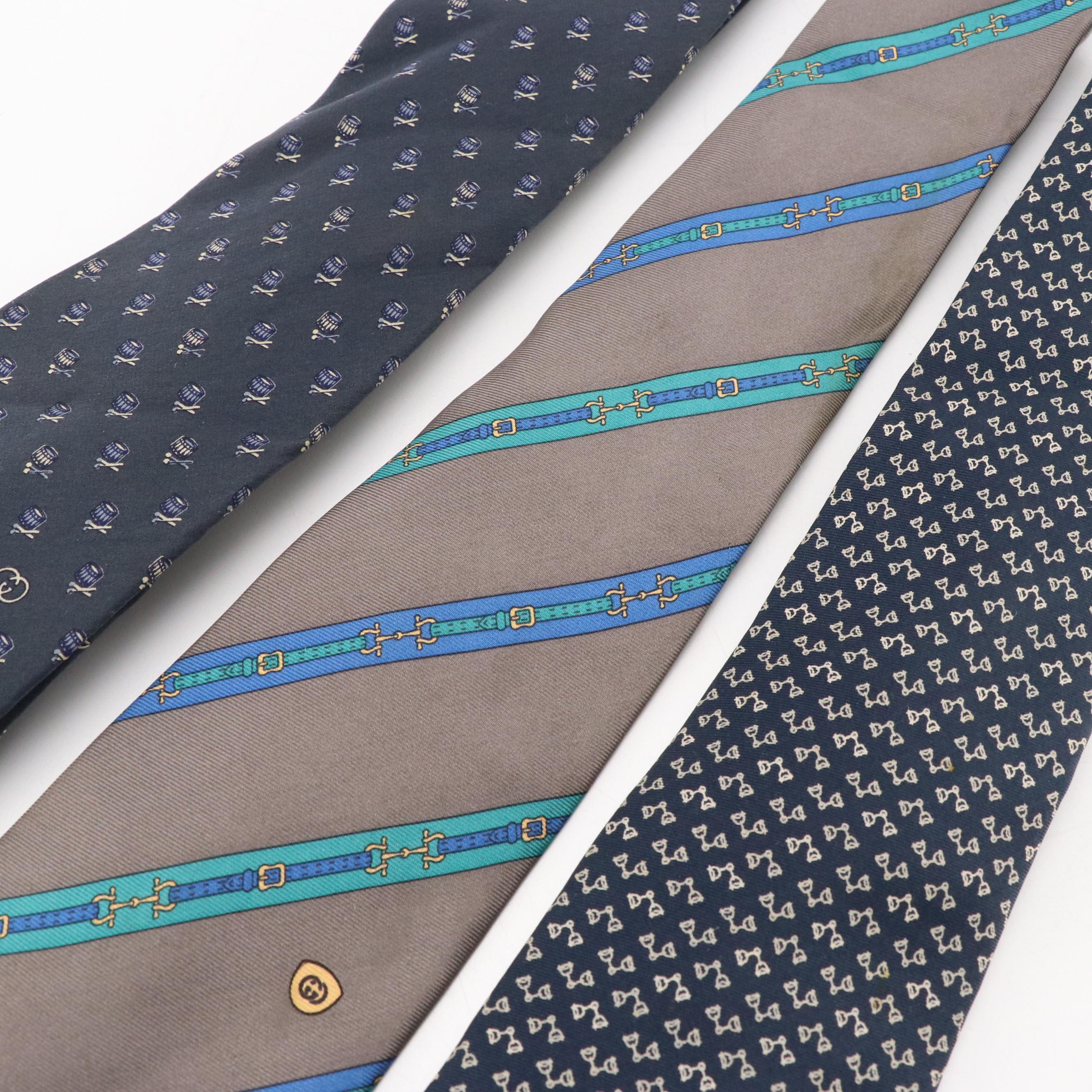 Gucci Vintage Patterned Silk Neckties