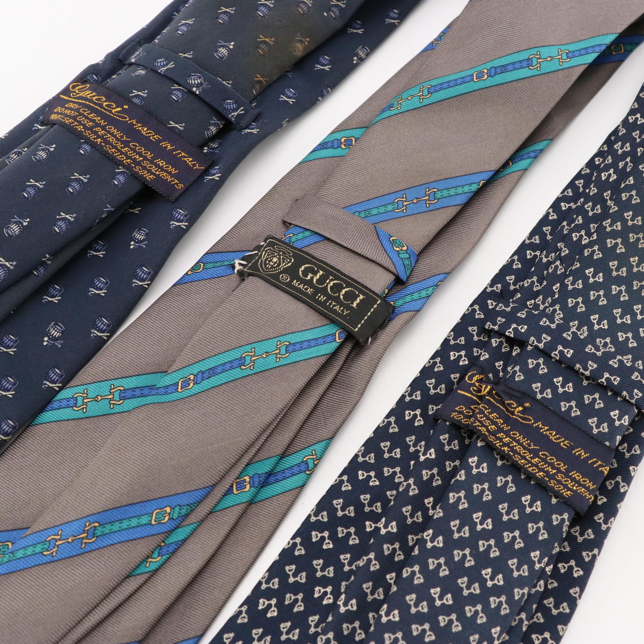 Gucci Vintage Patterned Silk Neckties