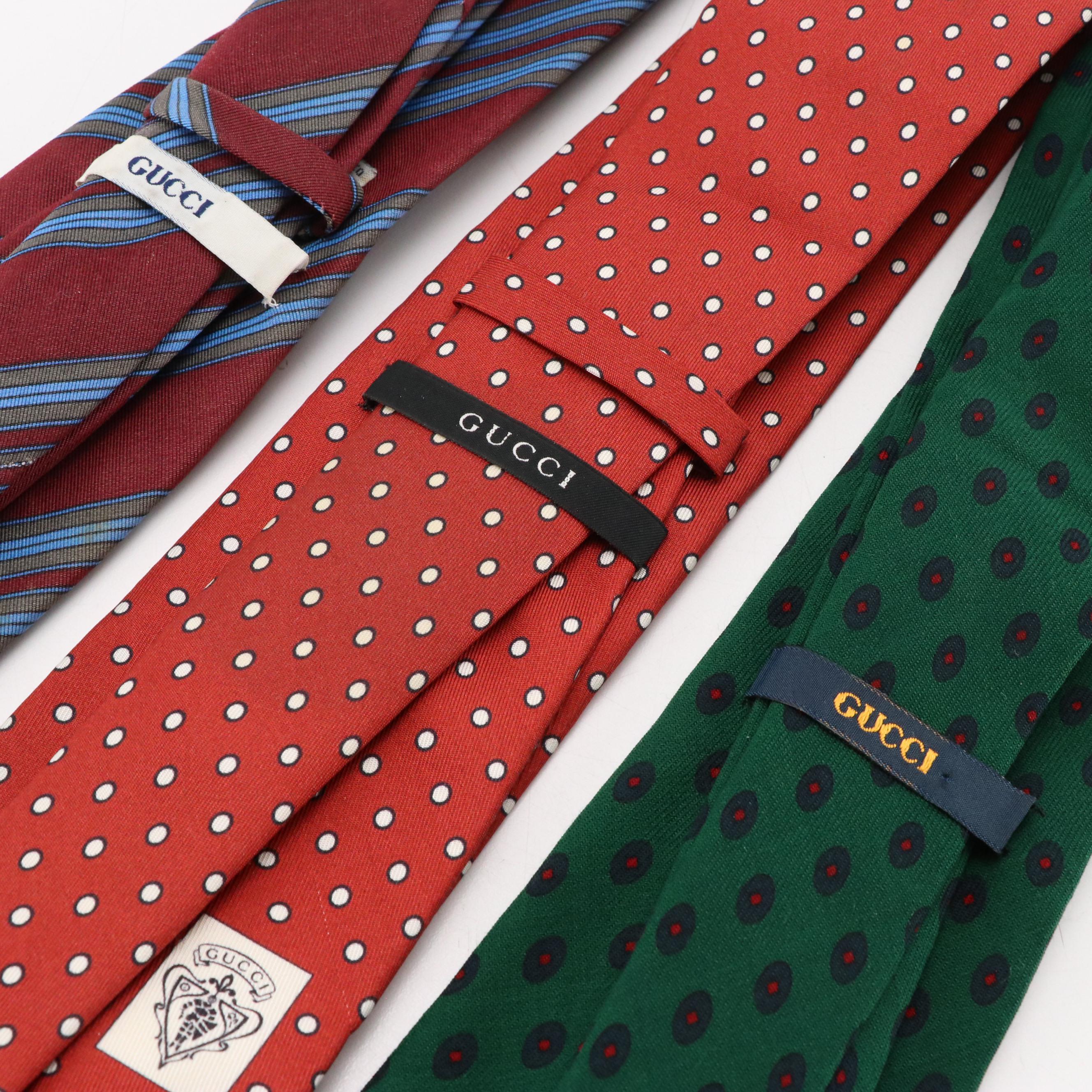 Gucci Vintage Patterned Silk Neckties