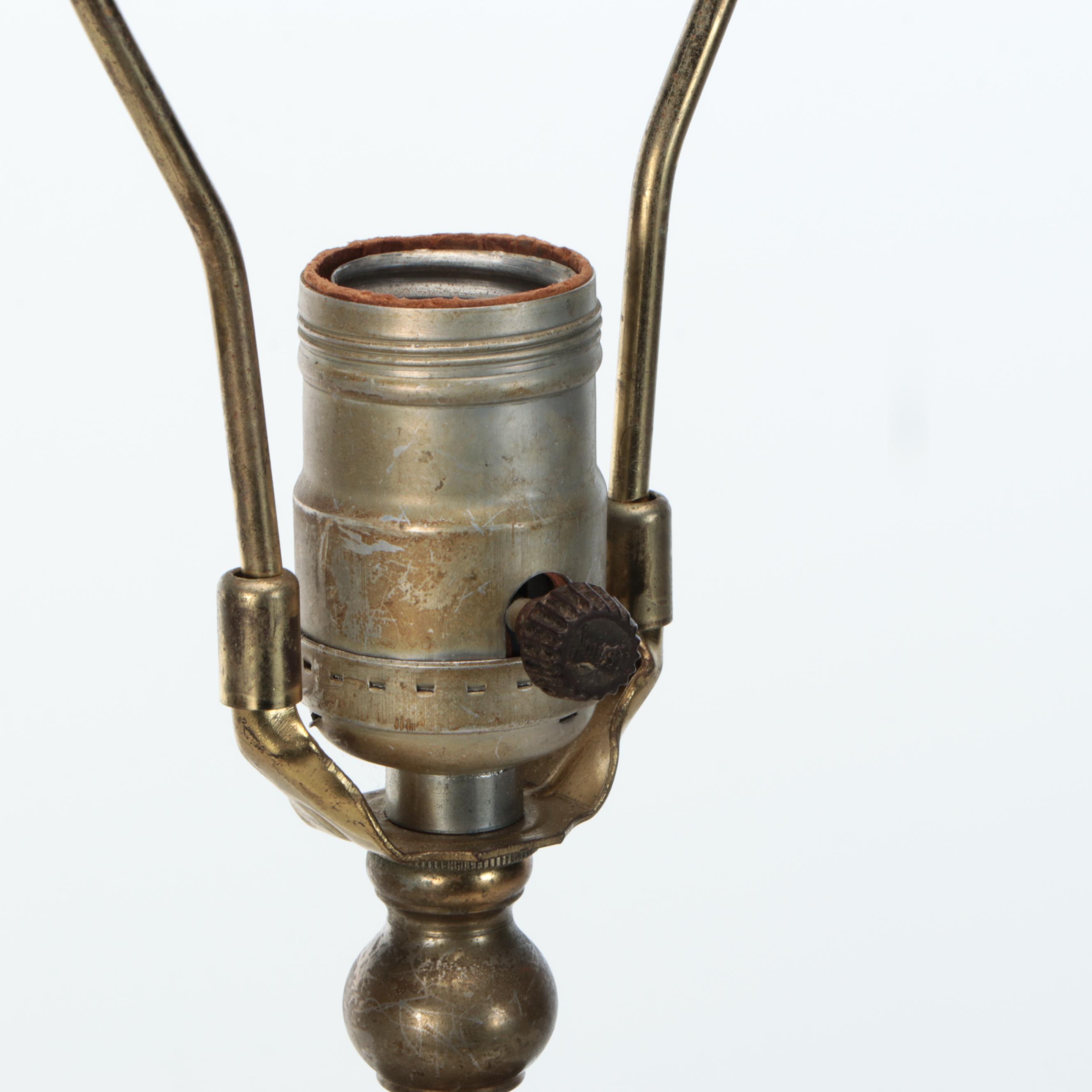 Victorian Style Floral Etched Glass Lamp, Early to Mid-20th Century