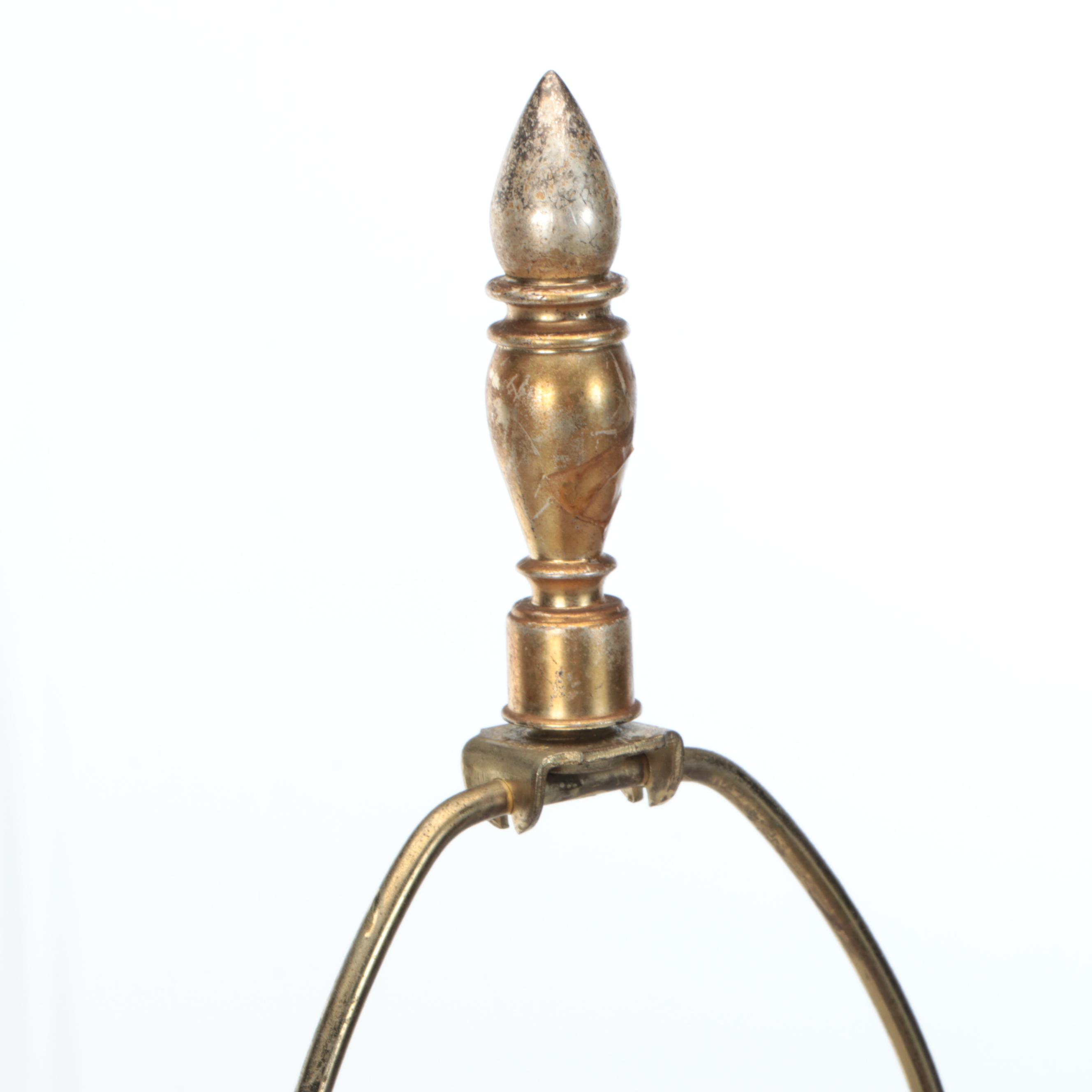 Victorian Style Floral Etched Glass Lamp, Early to Mid-20th Century