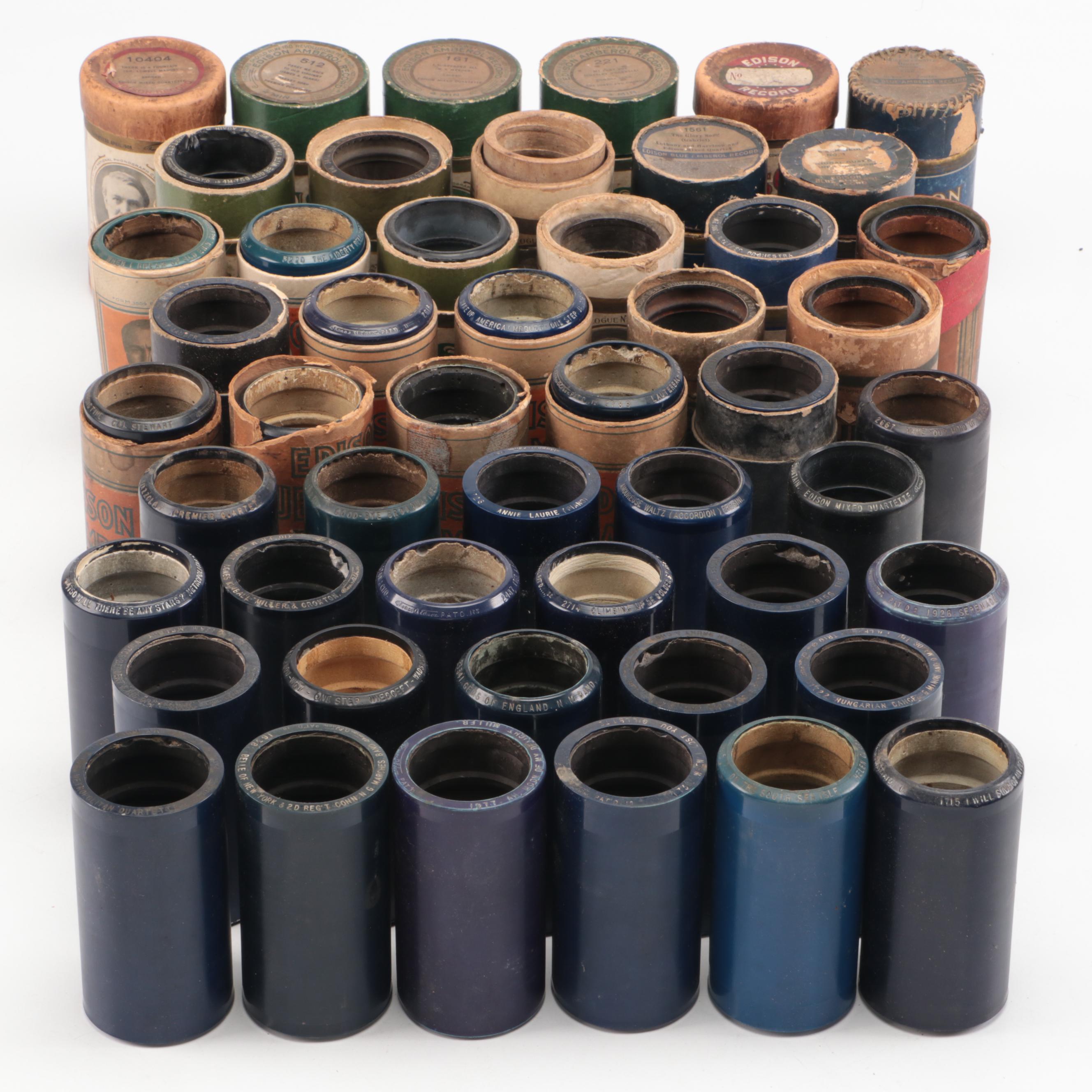 Assortment of Edison Amberol Records Phonograph Cylinders, Early 20th Century