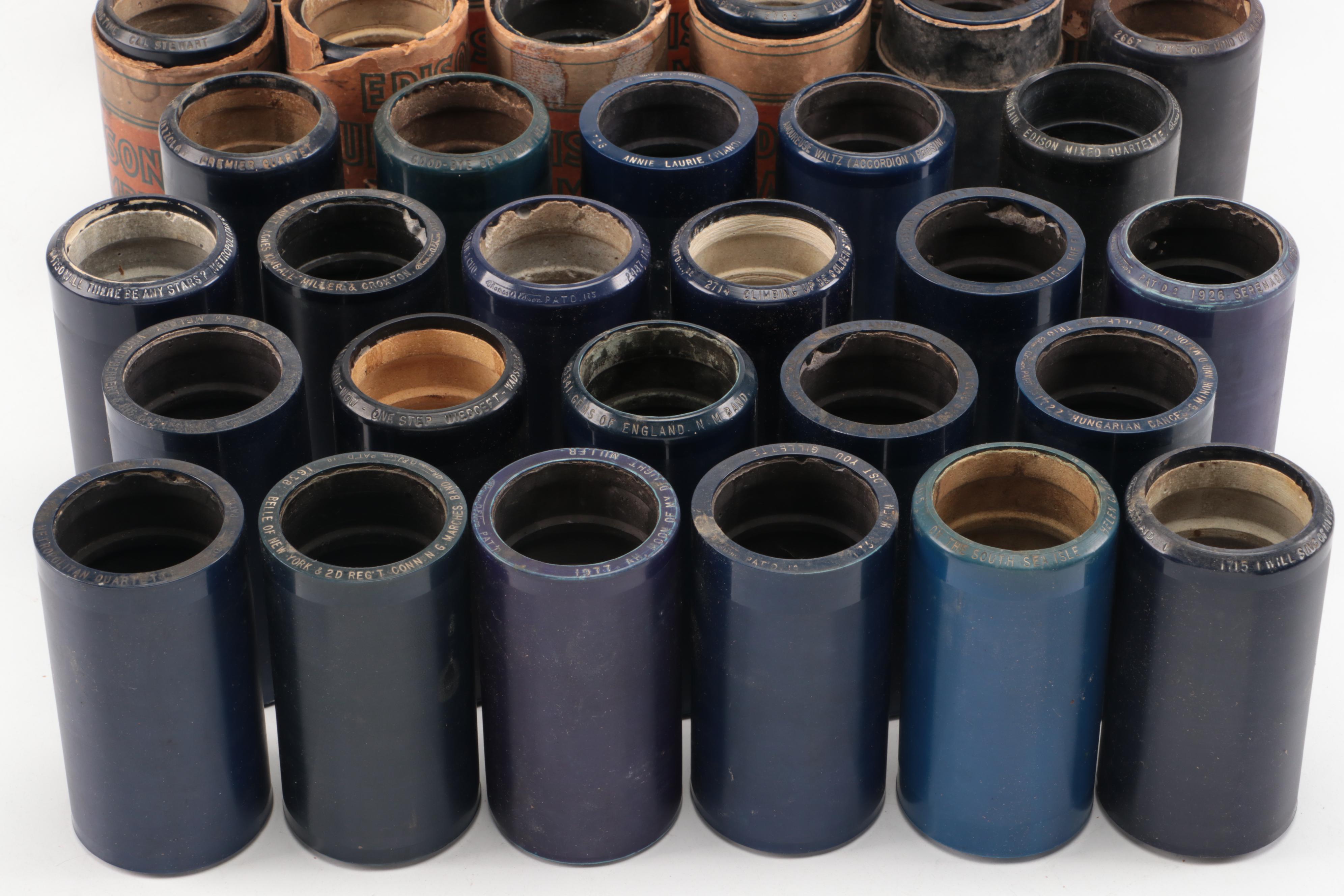 Assortment of Edison Amberol Records Phonograph Cylinders, Early 20th Century