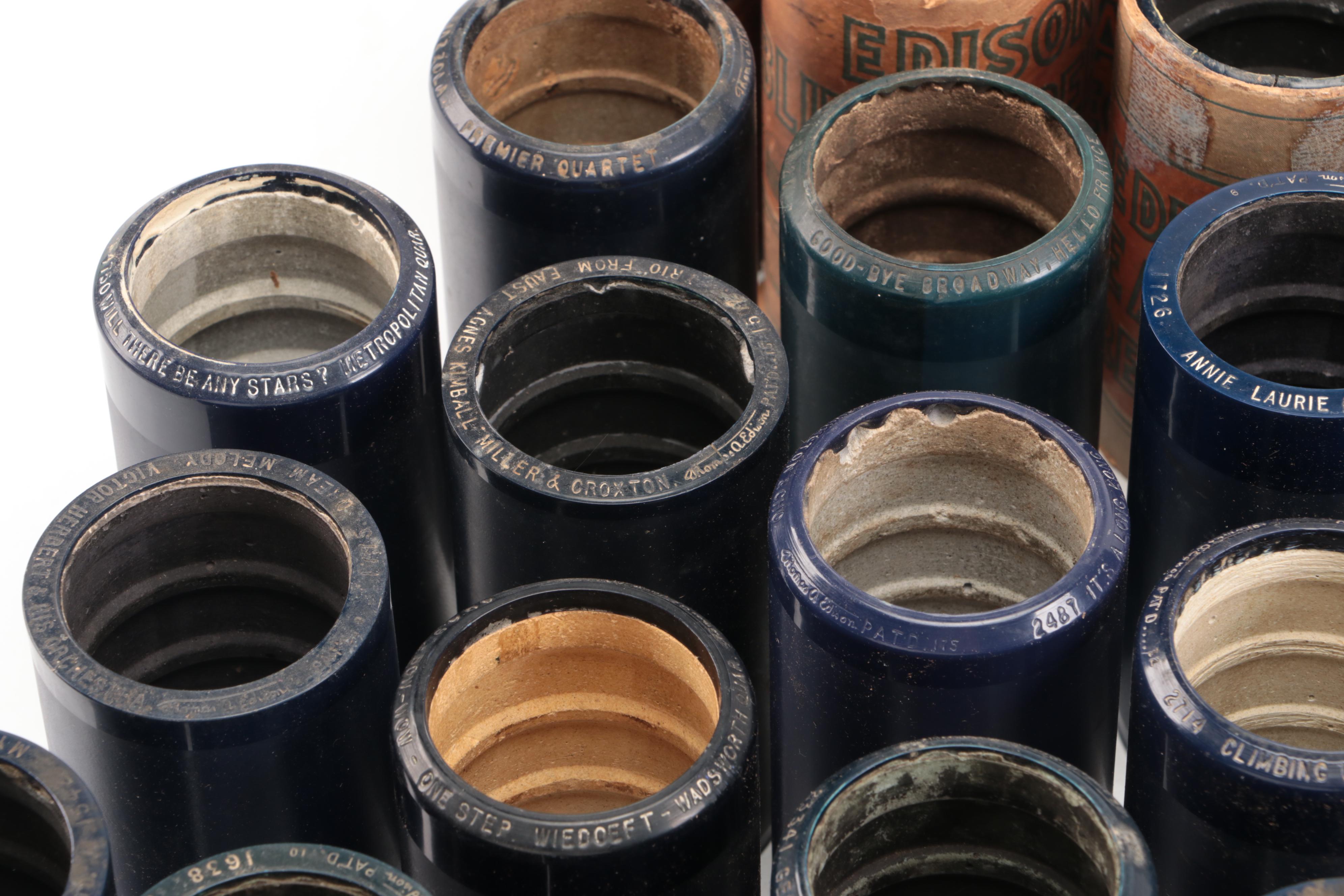 Assortment of Edison Amberol Records Phonograph Cylinders, Early 20th Century