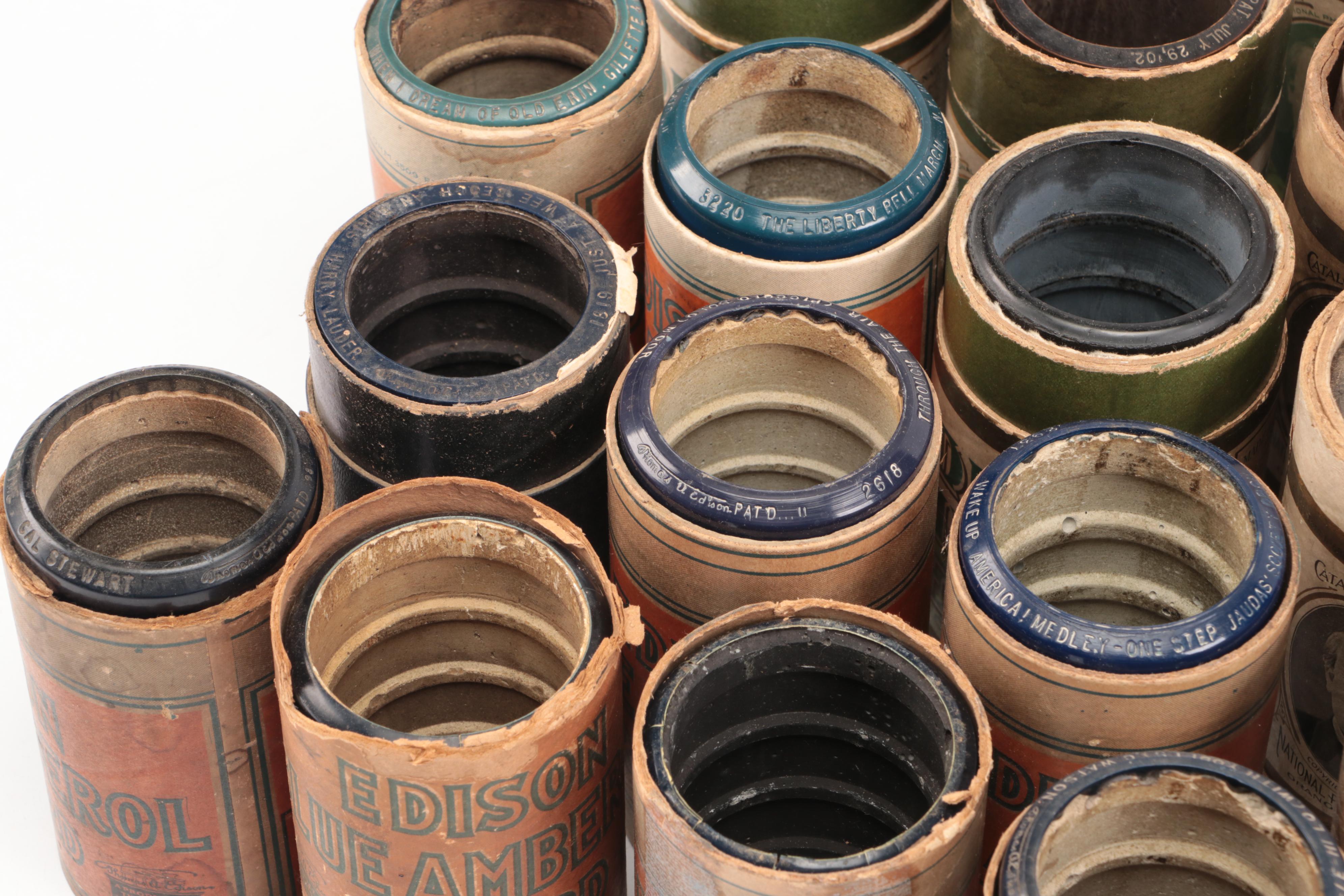 Assortment of Edison Amberol Records Phonograph Cylinders, Early 20th Century