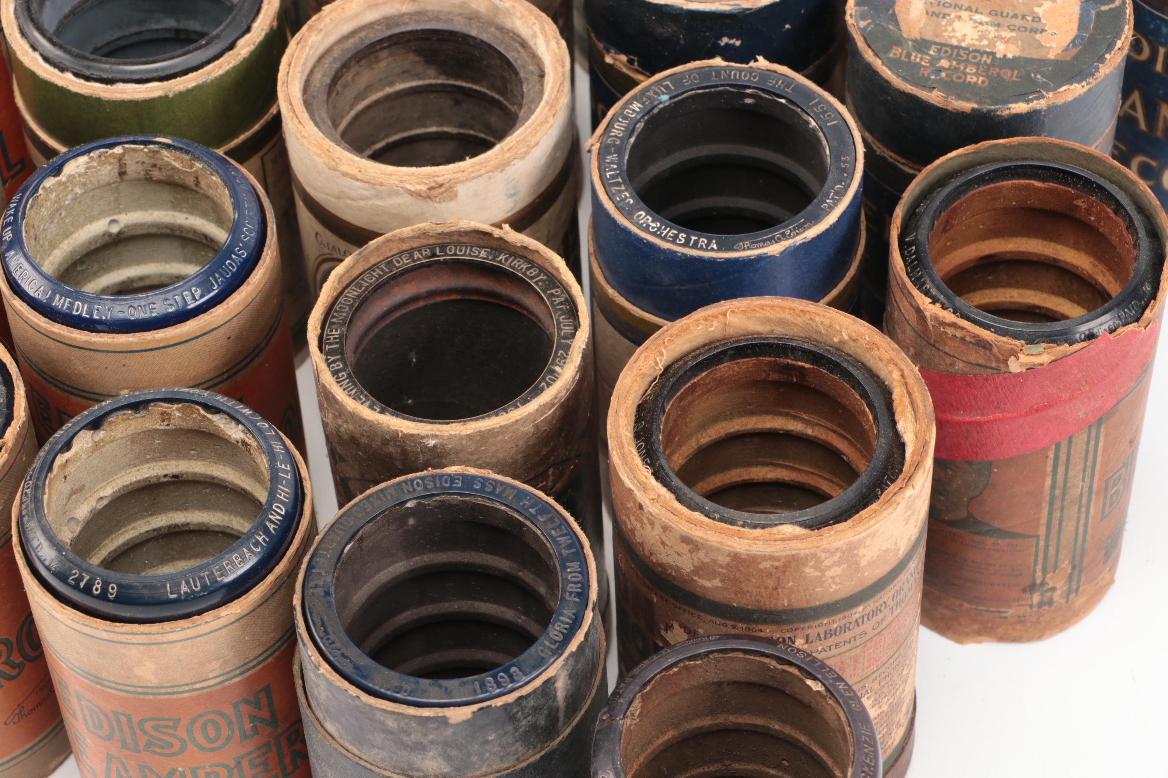 Assortment of Edison Amberol Records Phonograph Cylinders, Early 20th Century