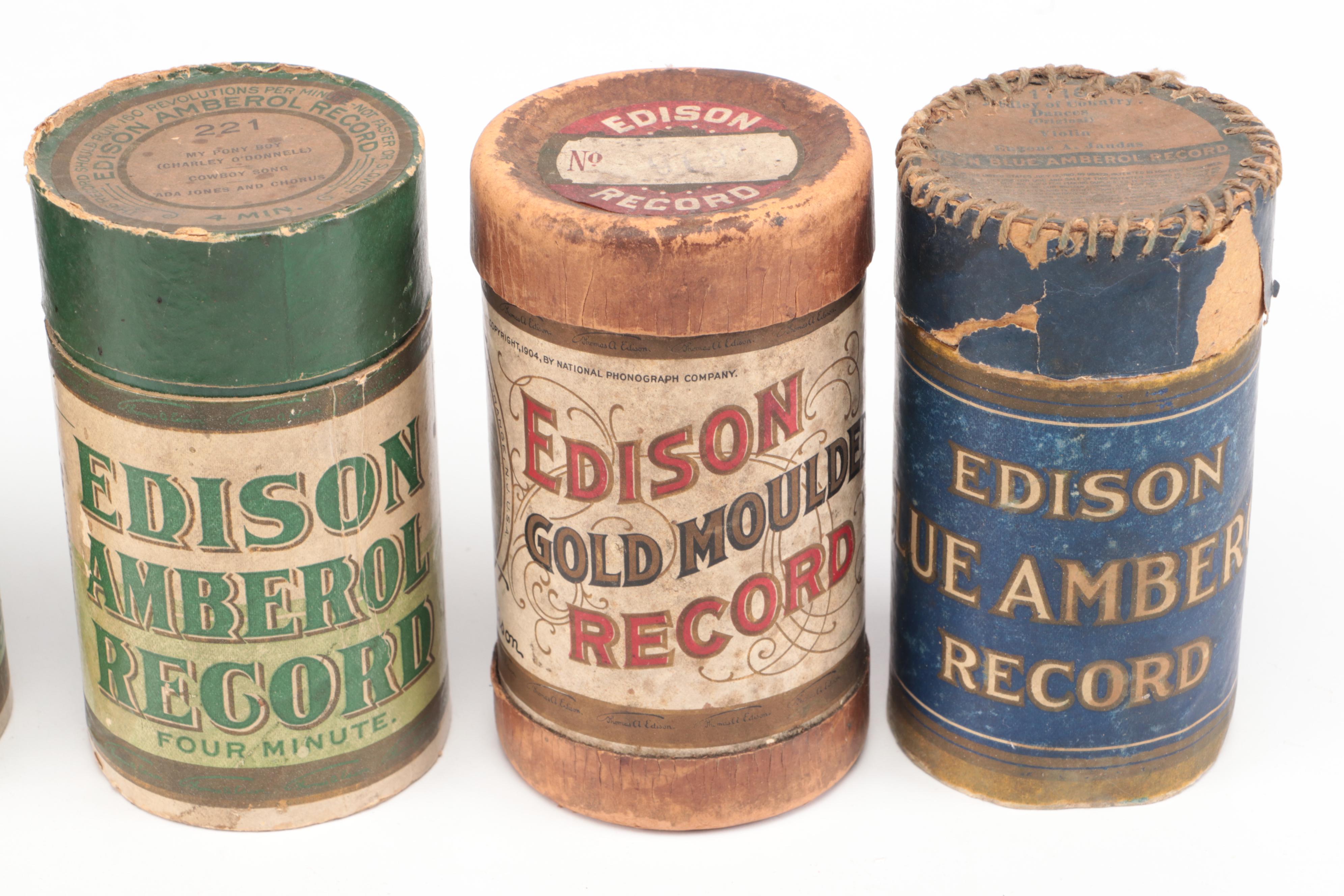 Assortment of Edison Amberol Records Phonograph Cylinders, Early 20th Century