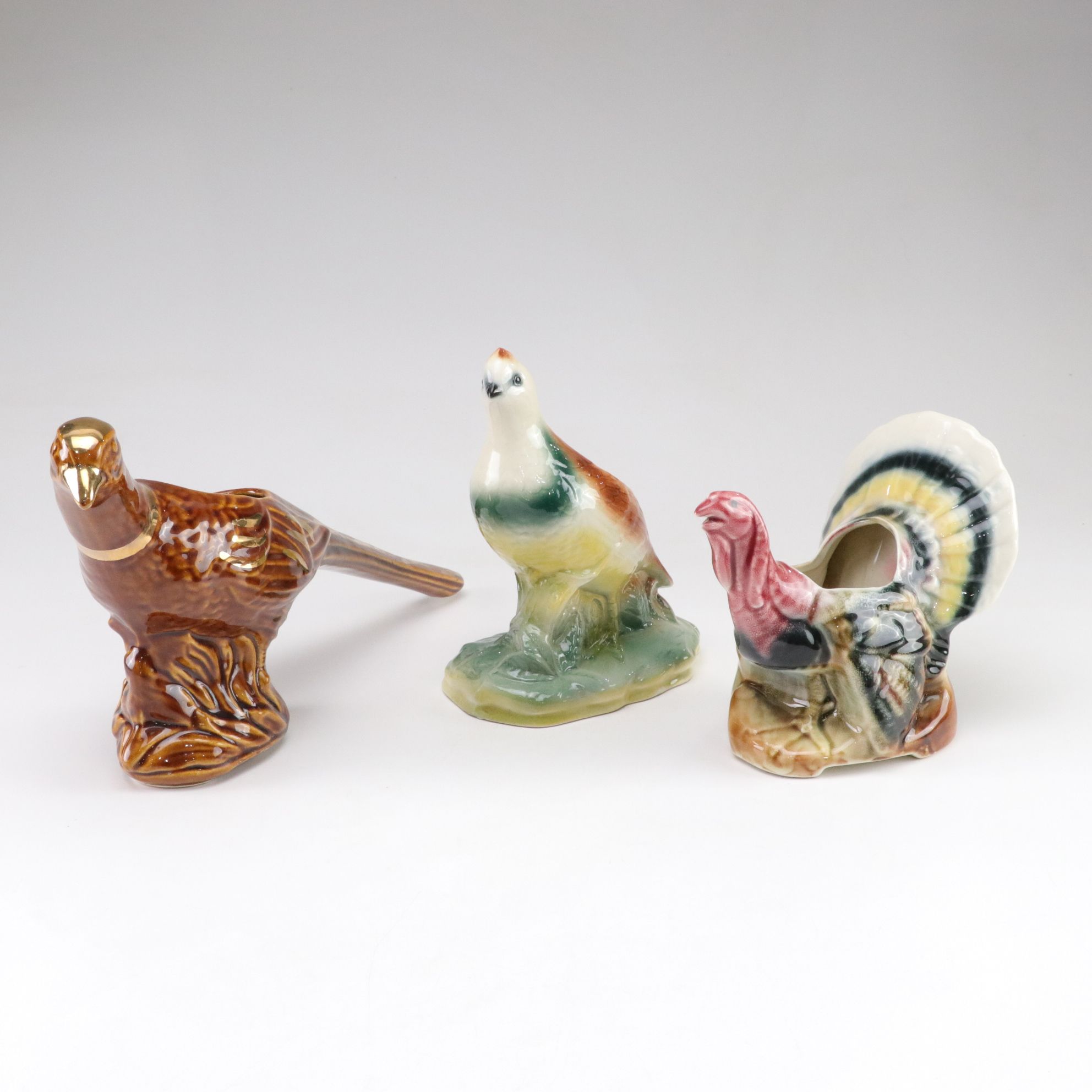 California Pottery Turkey & Other Bird Planters, Mid-20th Century