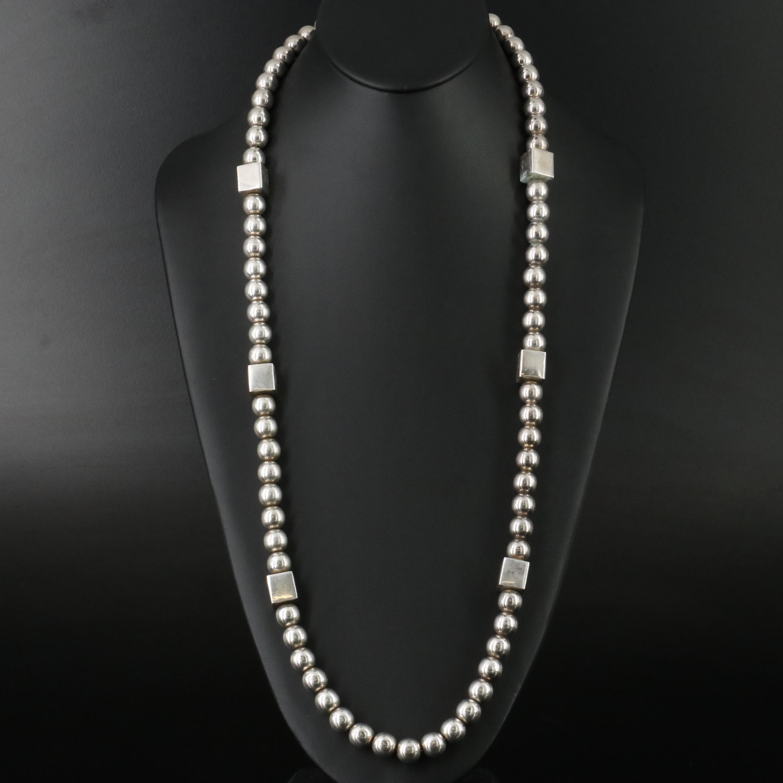 Mexican Sterling Bead Necklace